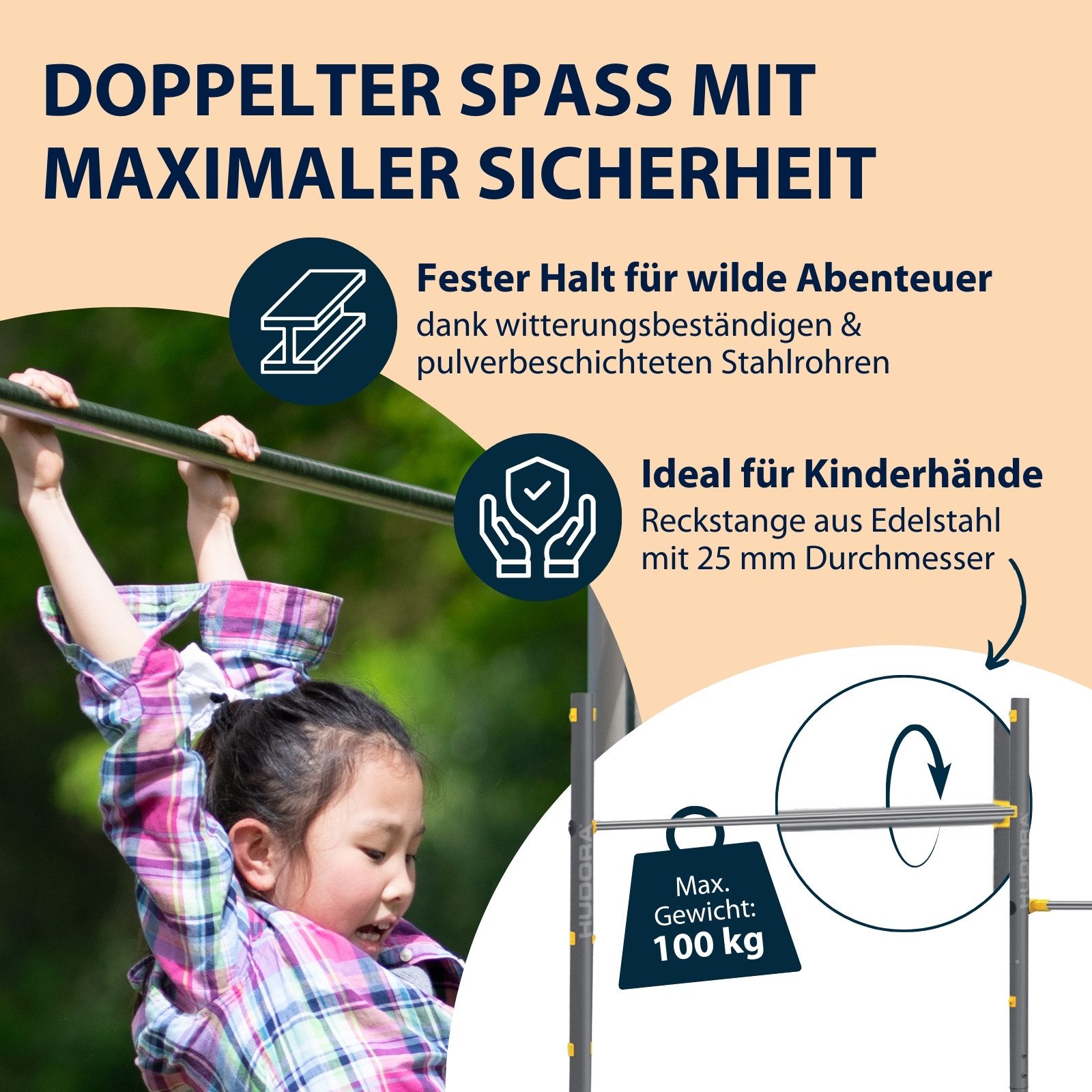 Hudora Turnreck Fabian Pro, inkl. Befestigungsmaterial für Aufbau im Beton, höhenverstellbar