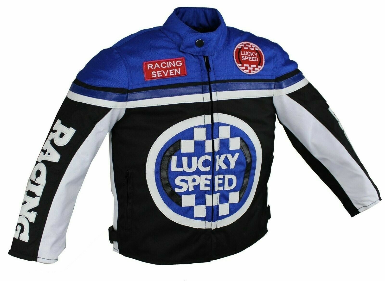 Alpha Speeds Bikerjacke - Kinder Lucky Speed Racing-/Freizeit – Kinderjacke in Blau Atmungsaktiv & Wasserabweisend & Ideales Geschenk für Ihr Kind
