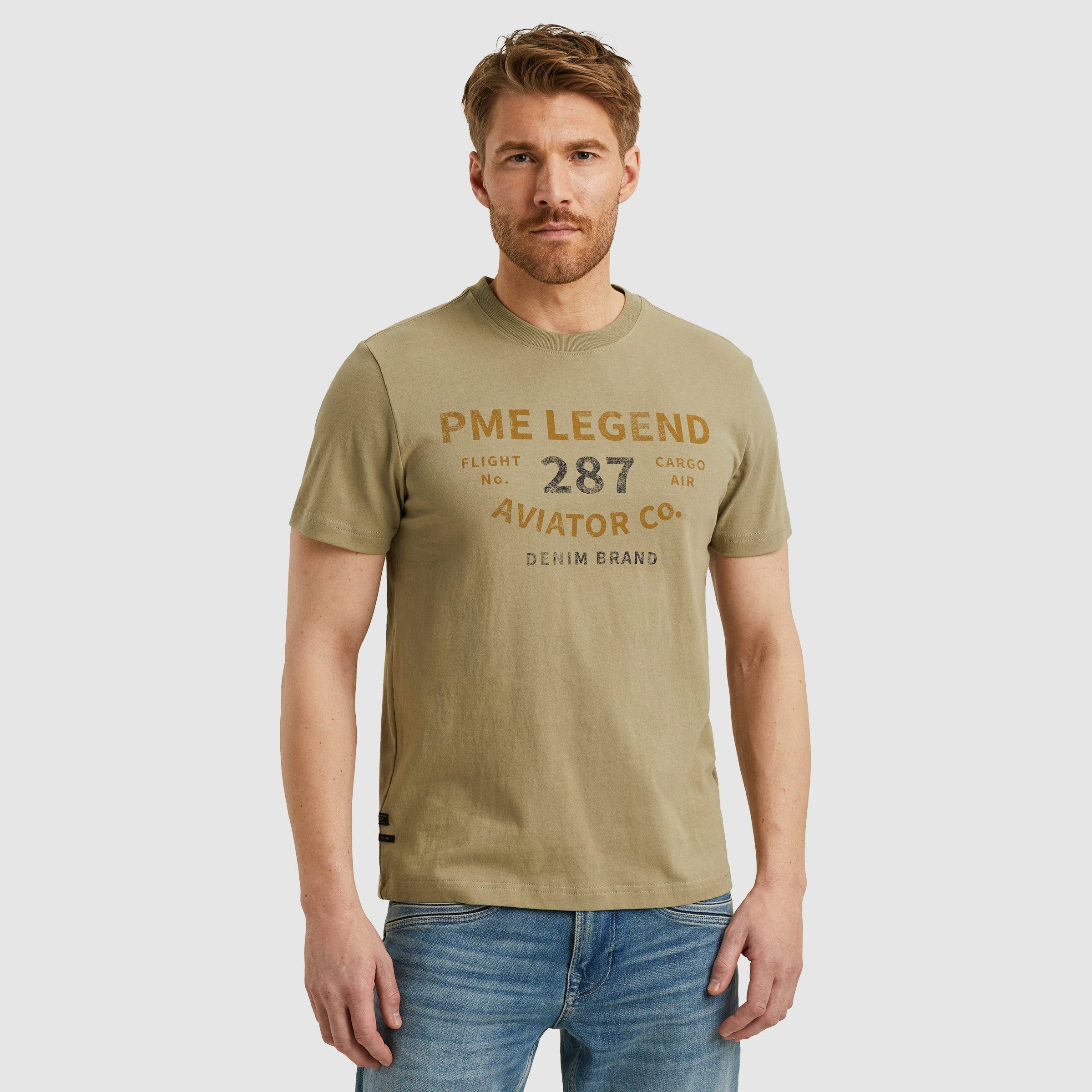 PME LEGEND T-Shirt Short sleeve r-neck open end jersey mit Logo-Print