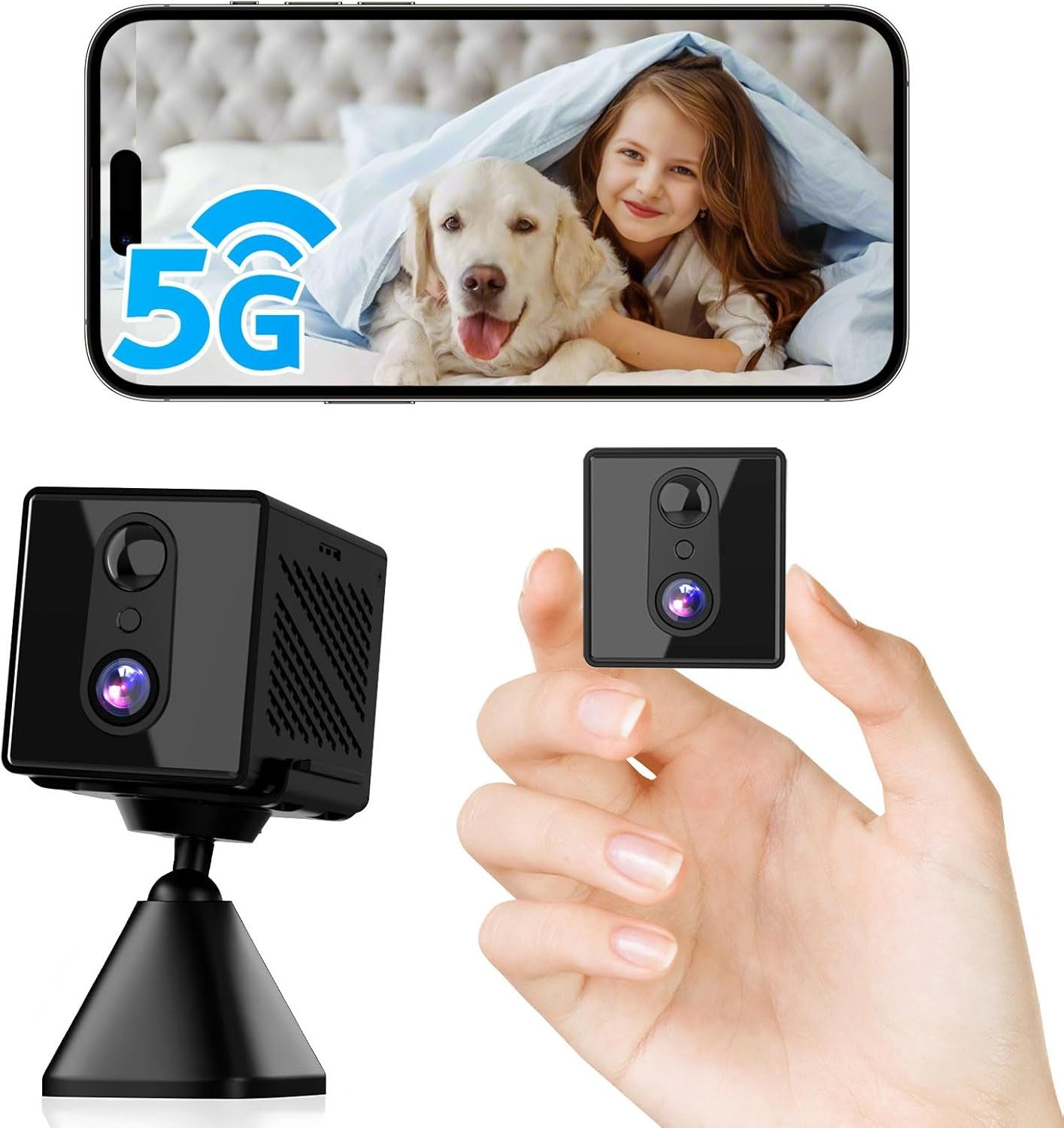 SpionProfi Überwachungskamera Wifi Mini Kamera Video 5G Wlan IP Nachtsicht Датчик движения (1-tlg., 4K Mini Wlan Wifi Kamera mit kostenloser Live App)