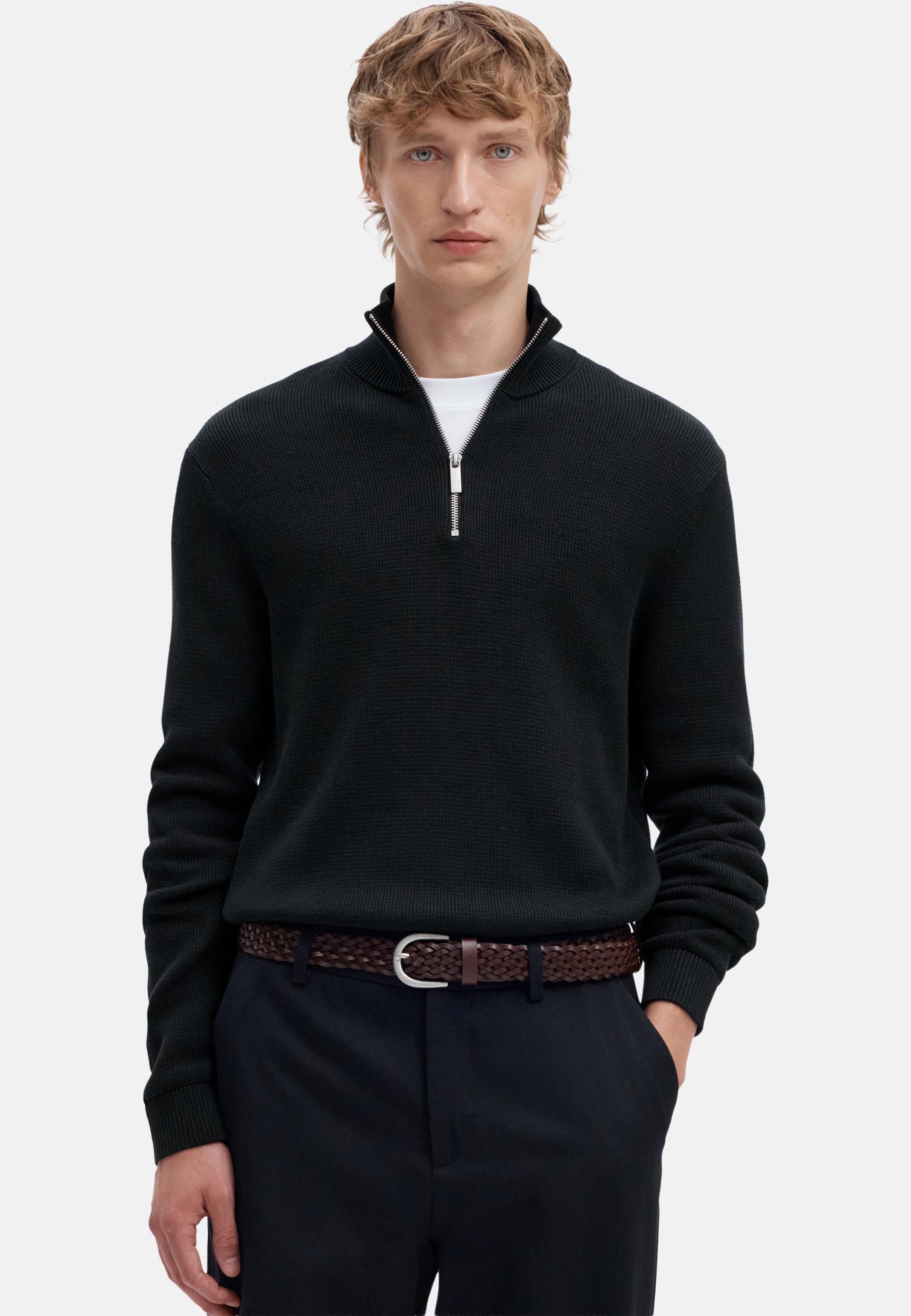 Selected Strickpullover Dane Troyer - Baumwolle - Atmungsaktiv - Mit praktischem Reißverschluss