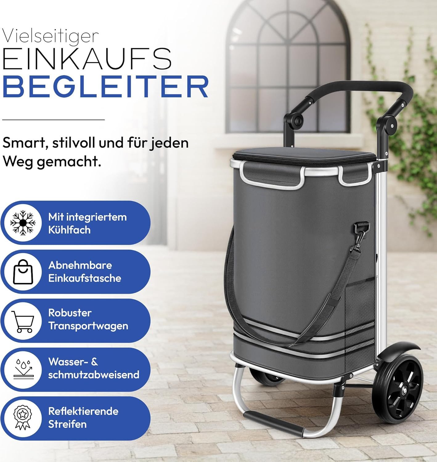 Dimono Einkaufstrolley Dimono 3-in-1 Einkaufstrolley mit Kühltasche – faltbar & praktisch, 56 l, Klappbarer Transportwagen – Bild 4 von 5