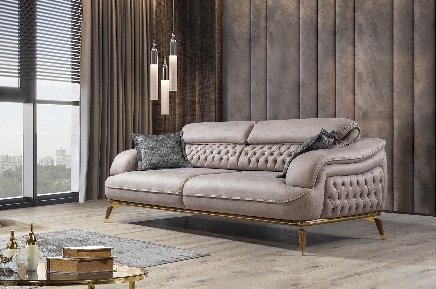 Luxus Sitzer JVmoebel Dreisitzer Chesterfield, in Stoff Teile, Sofas Design 1 Holz 3 Sofa Sofa Made Europa