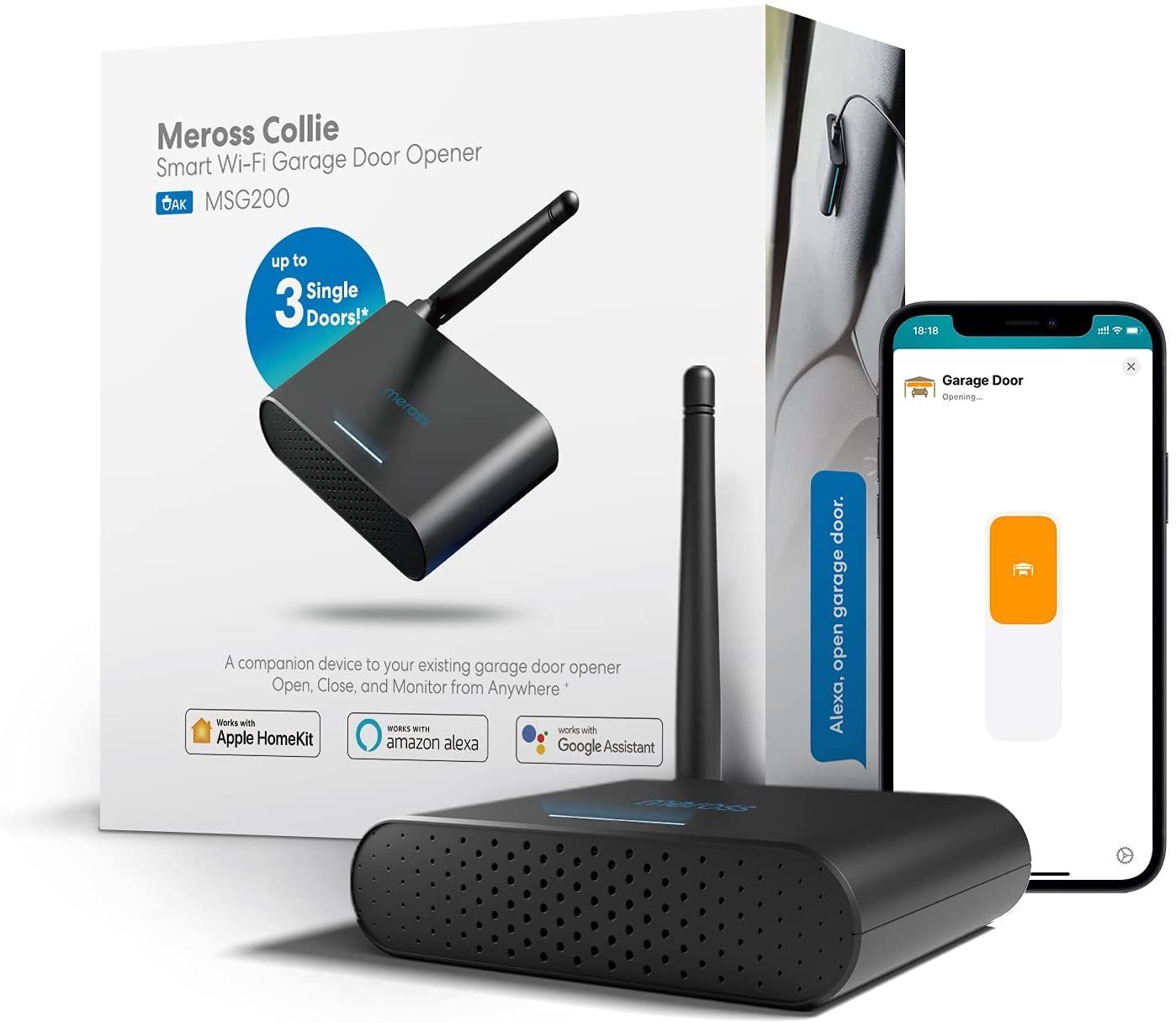 Meross Meross Smart WiFi Garage Door Opener (3 doors) - Garagentor Öffner Smart-Home-Steuerelement