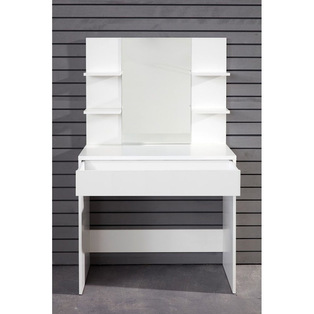 trendteam Schminktisch, Schminkkommode Schublade Spiegel Weiß 85x140x40cm