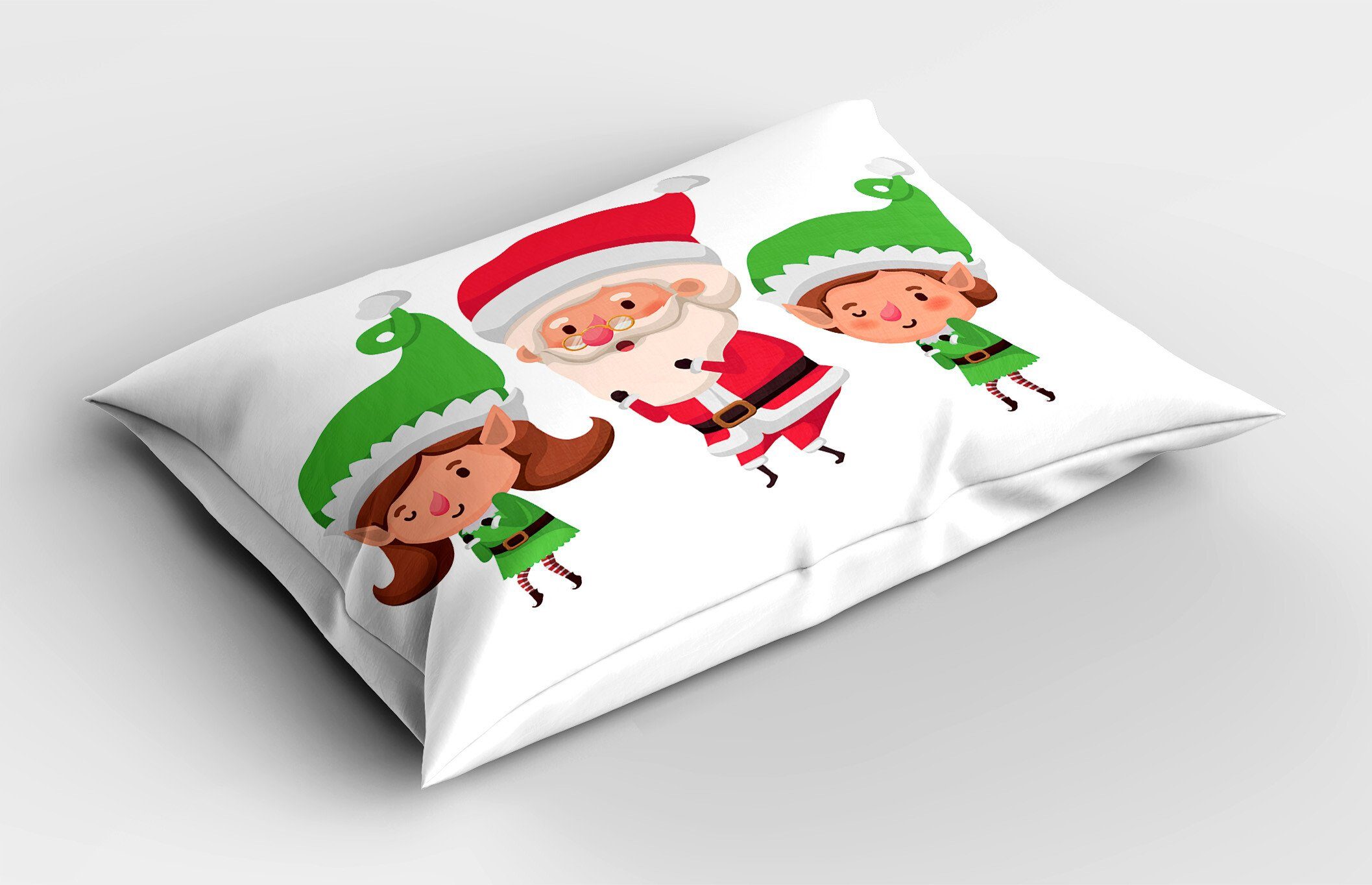 Weihnachtsmann Kissenbezüge King Abakuhaus Junge Size Standard Stück), Kissenbezug, Gedruckter Mädchen Dekorativer Junge (1 Elf und