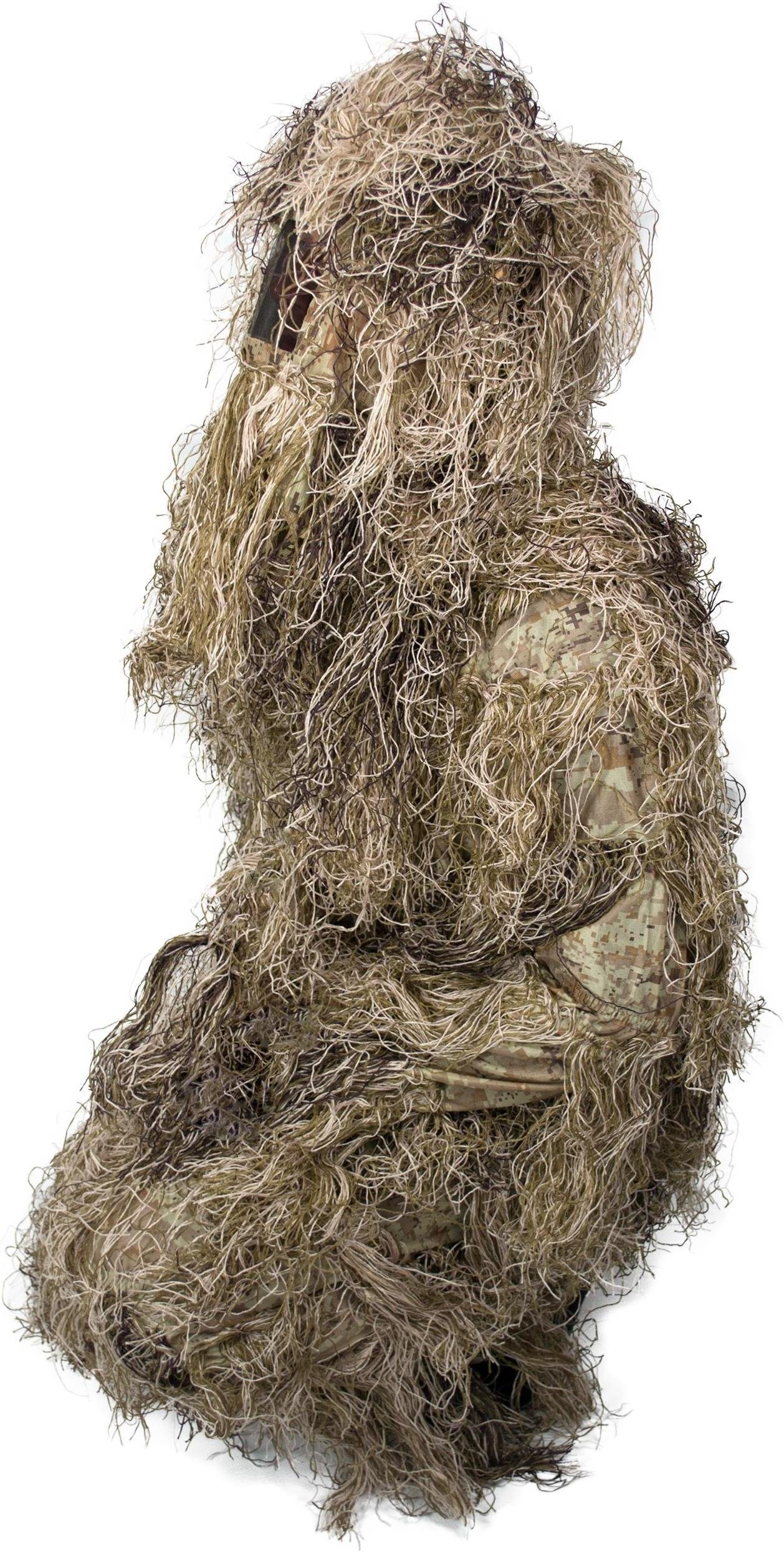 normani Monster-Kostüm Tarnanzug 4-teilig Ghillie Suit, Scharfschützen-Outfit Tarnung - Jacke, Hose, Gewehr- und Kopfbedeckung