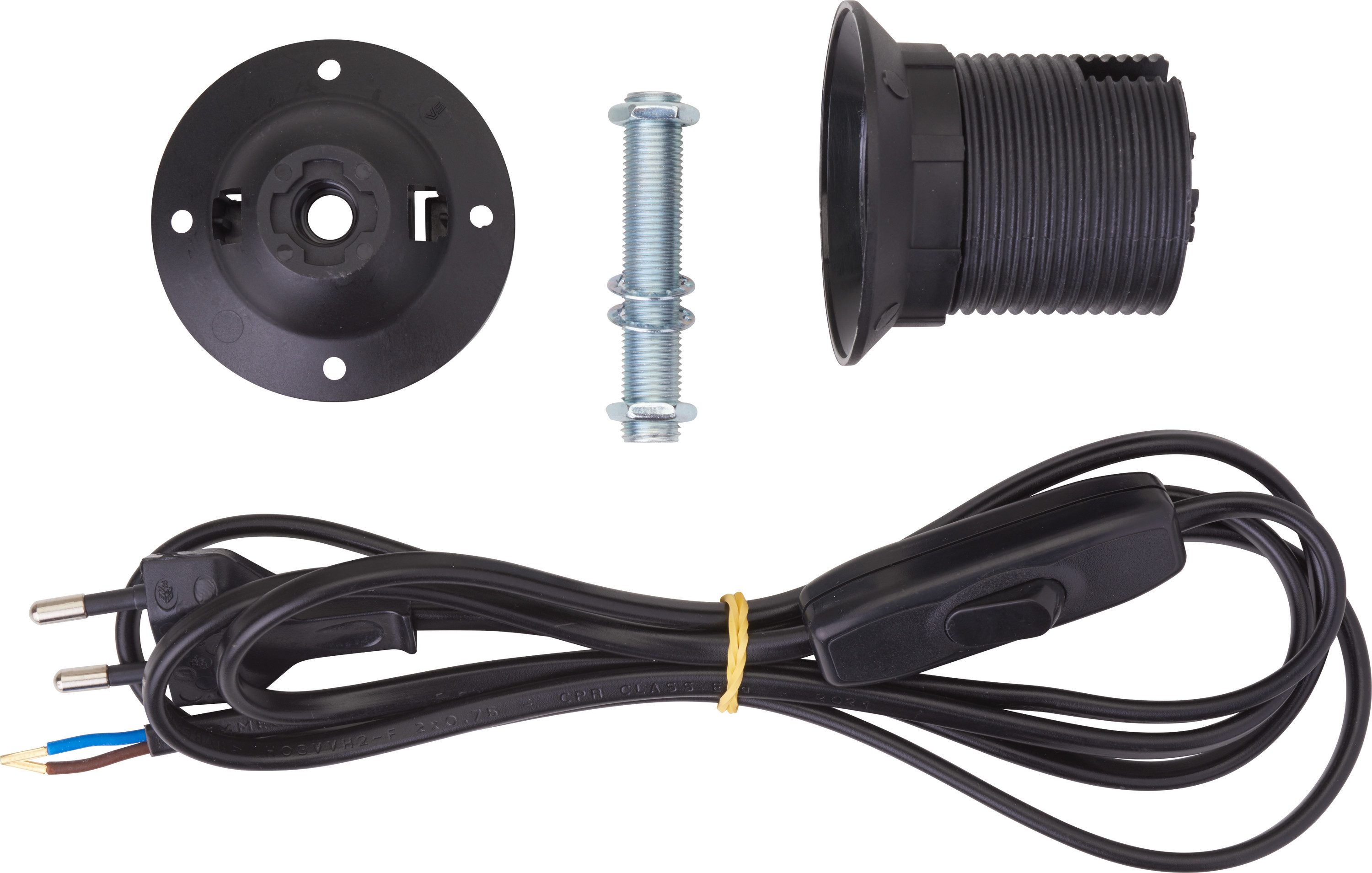 VBS Lampenfassung Lampenfassung mit Stecker Anschlusskabel E27, inkl. Gewinde
