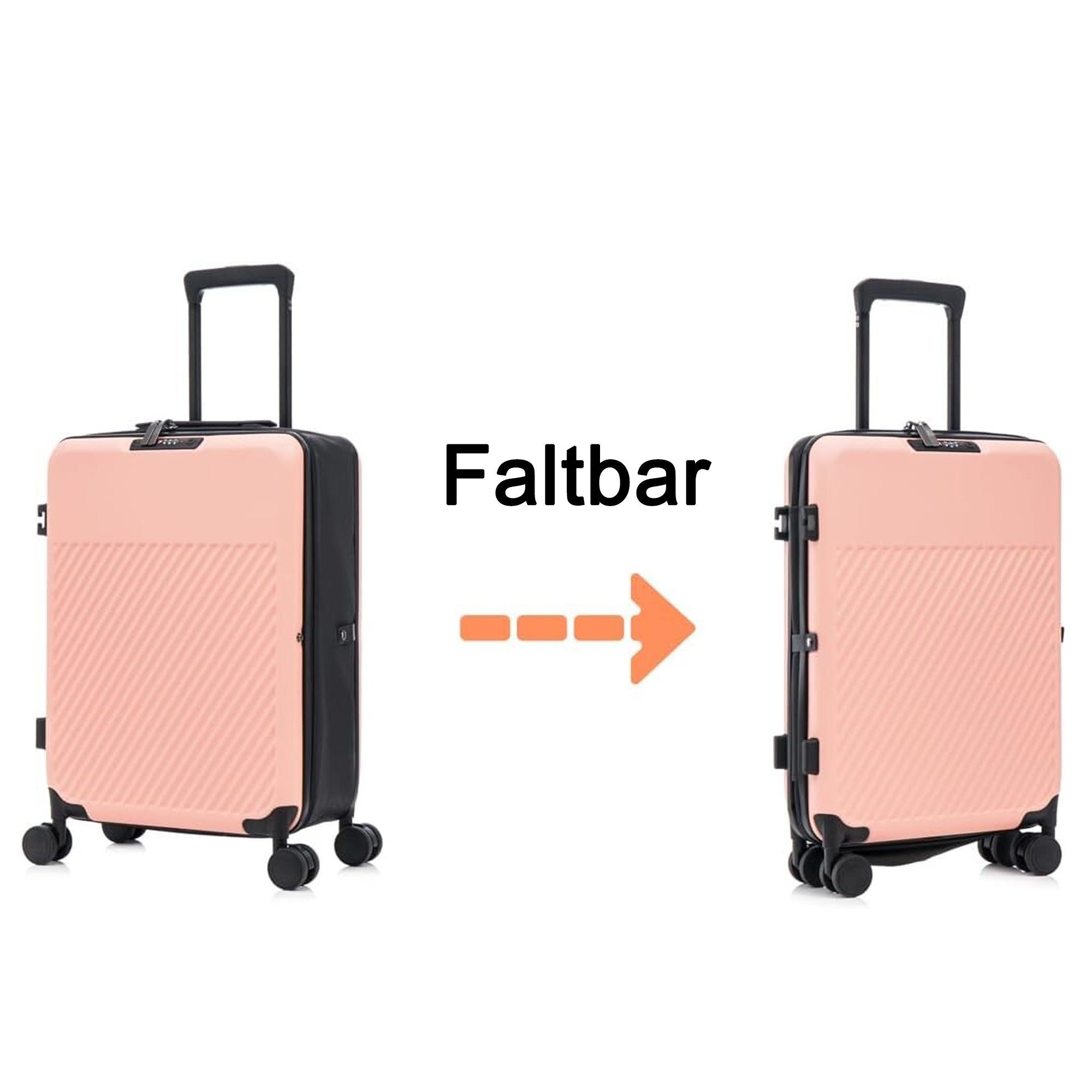 MS-Point Trolley Faltbarer Microfaser Hartschalen Koffer mit Rollen Rosa, 4 Rollen