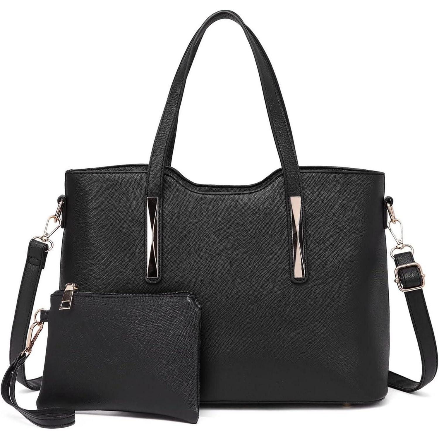 Shopper Damen Handtasche Schultertasche Mittelgroß 2-teiliges Set PU-Leder
