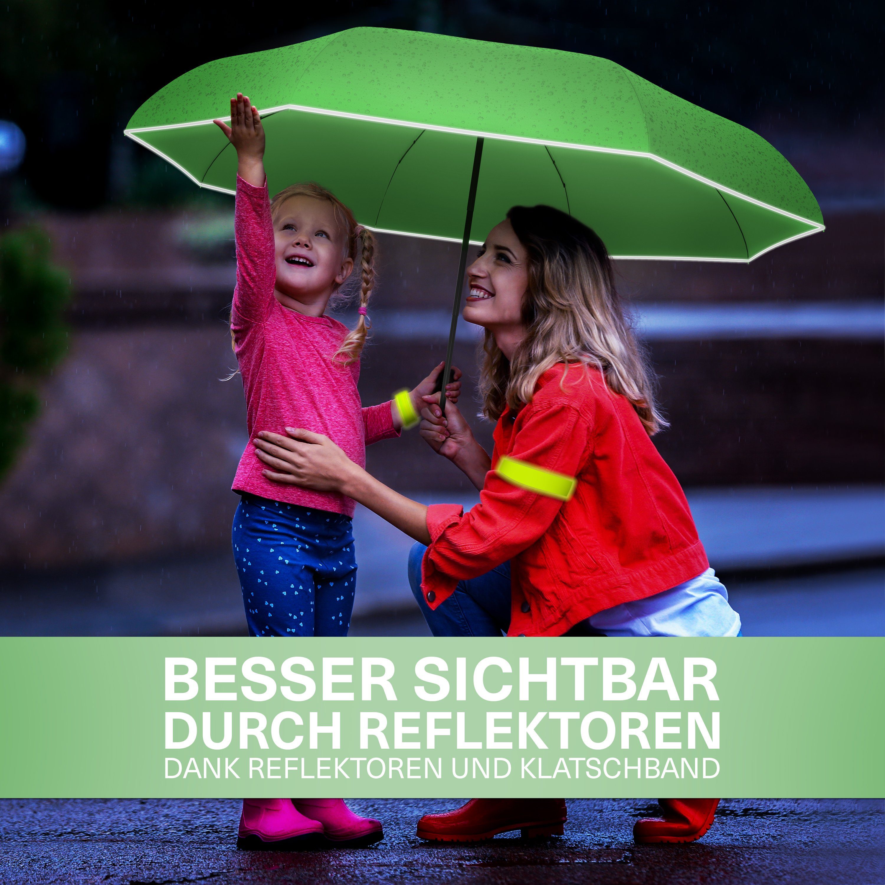Styngard Taschenregenschirm Rotterdam, Regenschirm Kinder mit Sicherheitsreflektoren - Kinderschirm