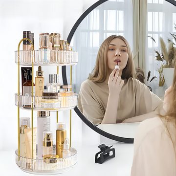 Juoungle Aufbewahrungsbox 360° drehbarer Make-up Kosmetik Schönheits Organizer Aufbewahrungs