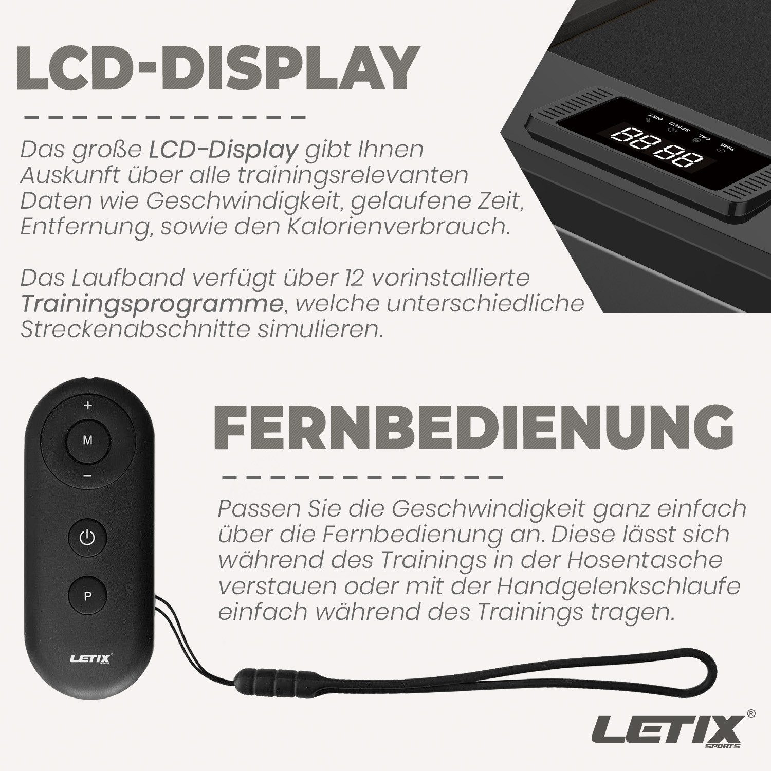 Letix Sports Laufband DeskWalk Motorisiertes Fitnessgerät (mit LCD-Display, Schreibtisch Heimtrainer Elektrisch für zu Hause und Büro)