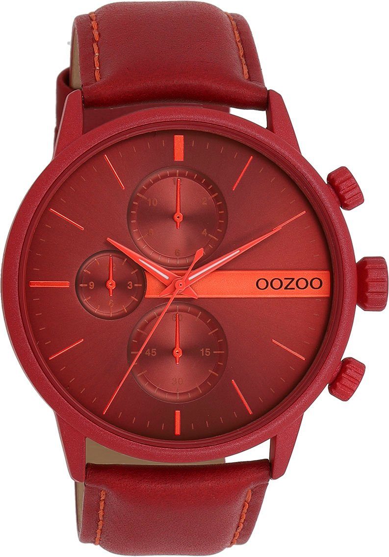 OOZOO Quarzuhr C11226, Gehäuse aus Metall, rot IP-beschichet, Ø ca. 45 mm