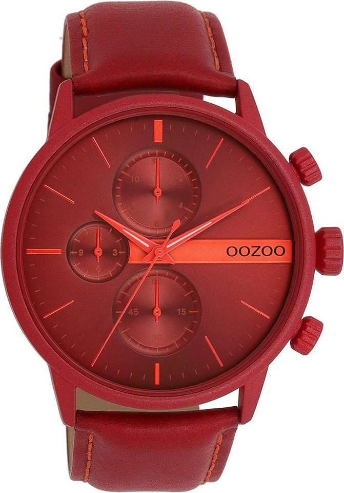 OOZOO Quarzuhr C11226, Gehäuse aus Metall, rot IP-beschichet, Ø ca. 45 mm