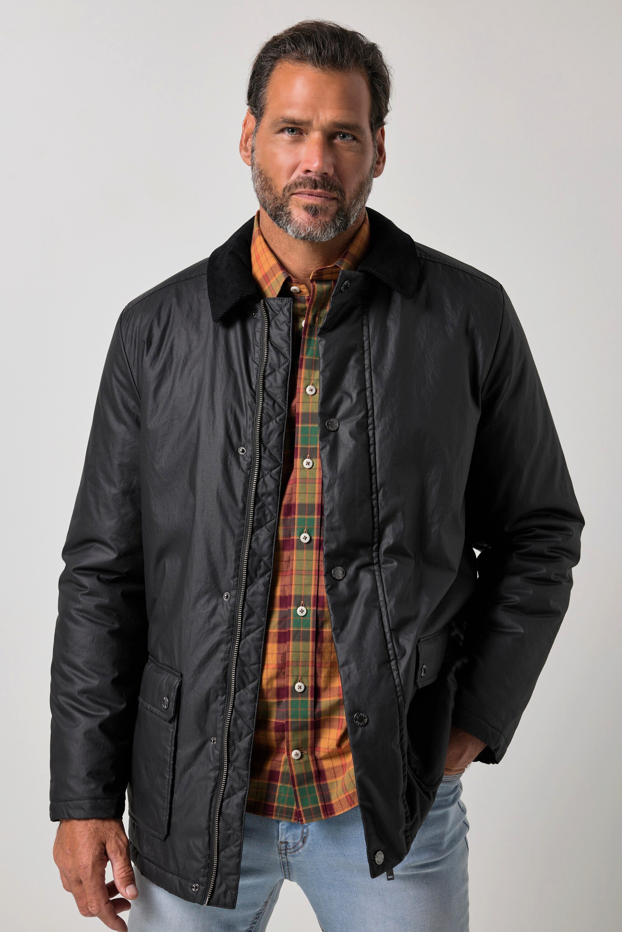 JP1880 Funktionsjacke Jacke Wachsoptik beschichtet Cordkragen bis 8 XL