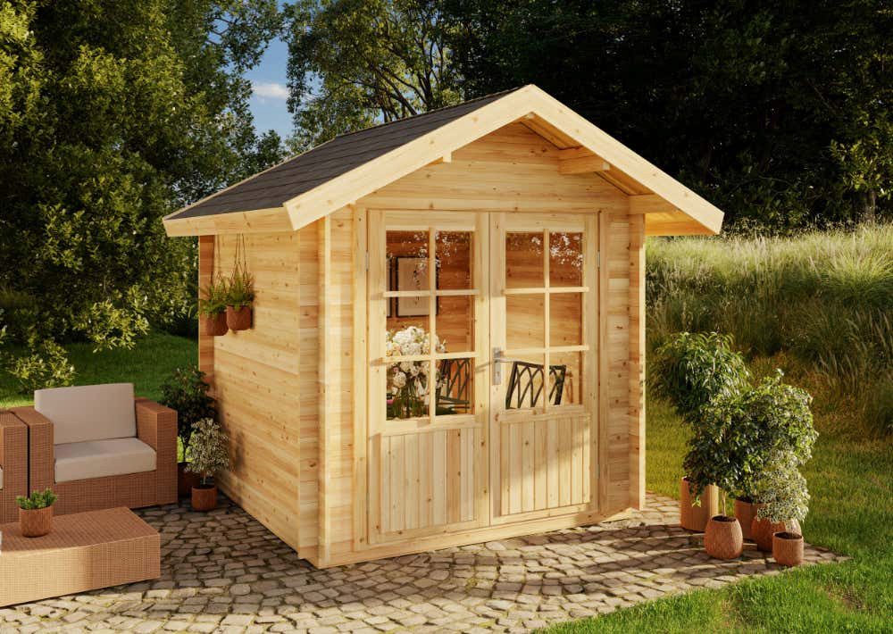 Alpholz Gartenhaus Holz Palma, BxT: 260x261 cm, in Naturbelassen Inkl. Fußboden mit 28mm Wandstärke