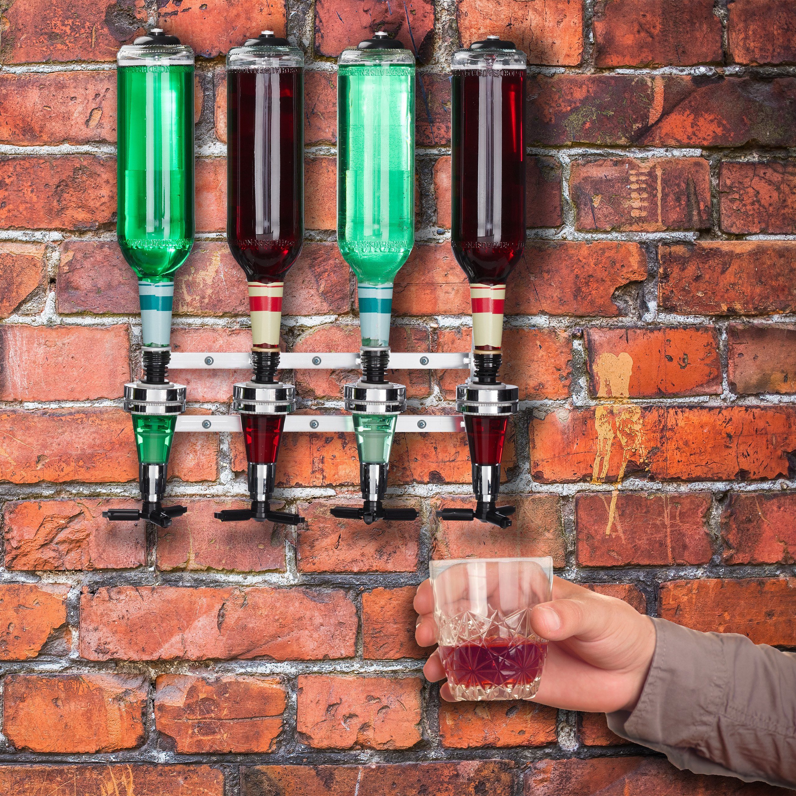 relaxdays Getränkespender Flaschenhalter Wand