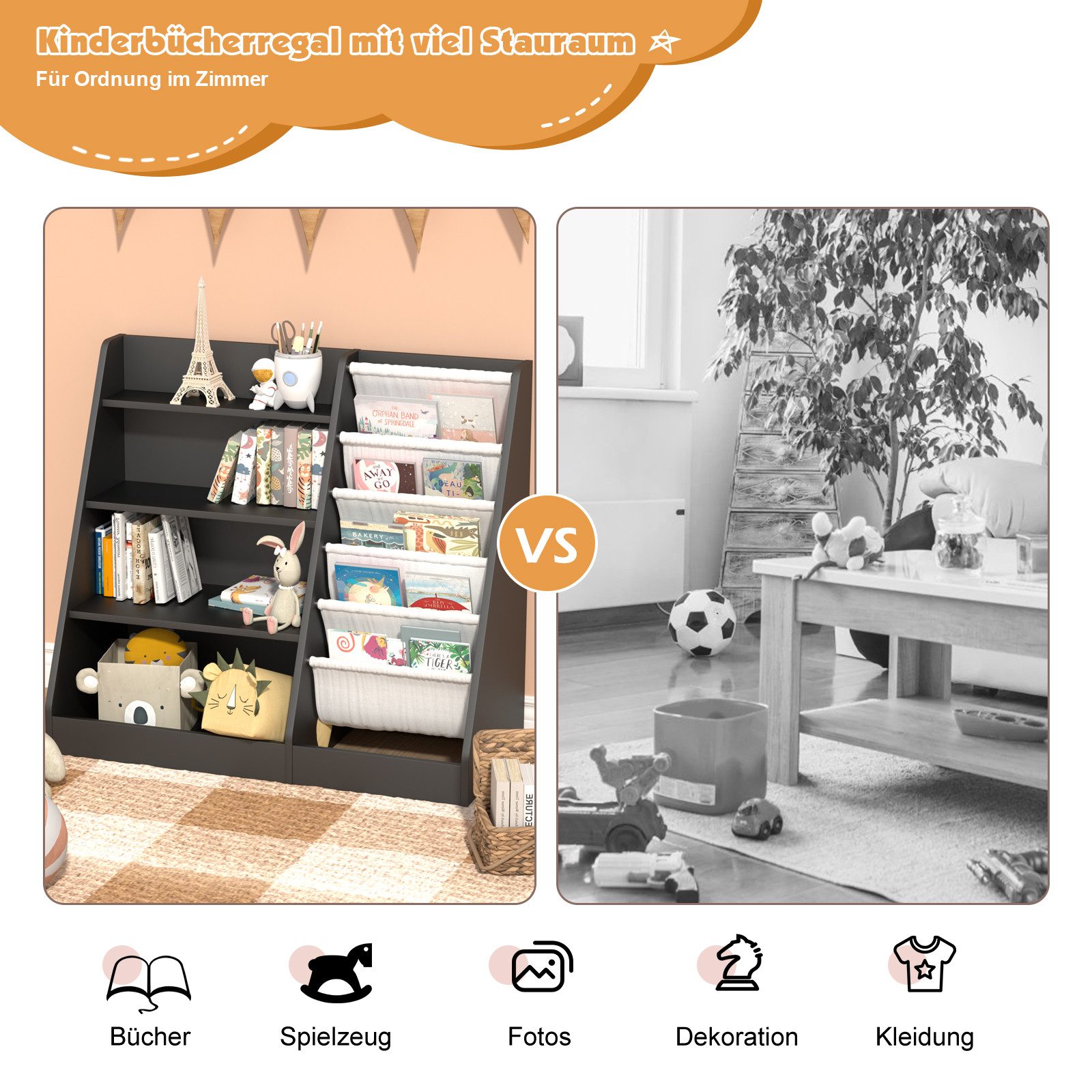 radelldar Bücherregal Kinderregal Spielzeugregal, mit 4 offenen Fächern, 5 günstig online kaufen