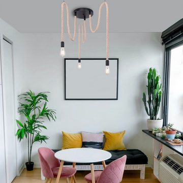 Globo Hängeleuchte Hängeleuchte Esszimmer Hängelampe Wohnzimmer Pendelleuchte braun, Hanf, modern, 3 flammig, ohne Leuchtmittel, Lichtfarbe ist abhängig vom Leuchtmittel, Pendellampe, Schlafzimmer, Küche, Flur