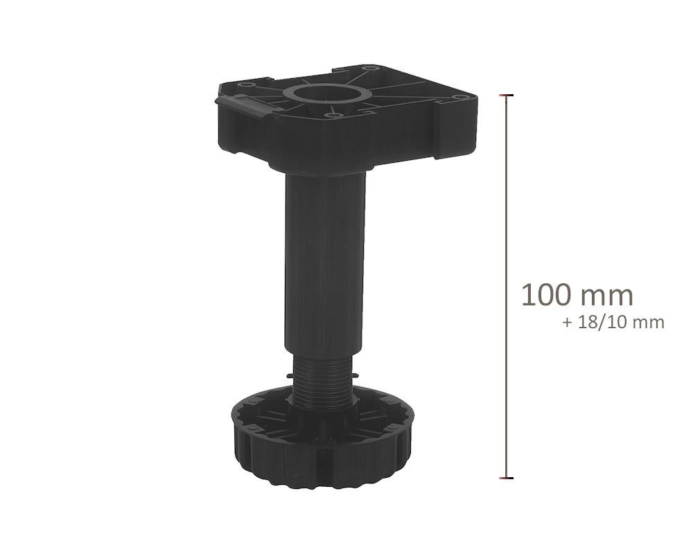 kuechenkonsum Sockelerhöhung Möbelfuß 100mm höhenverstellbar 90-118 Kunststoff schwarz