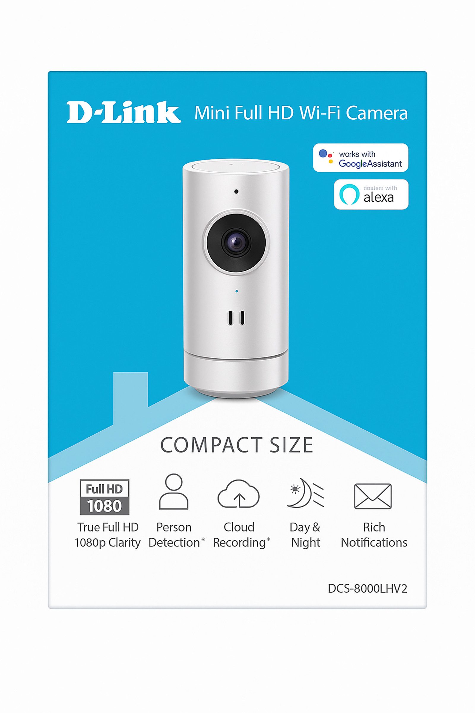 D-Link D-Link Mini Full HD WiFi Kamera DCS8000LHV2 mit Nachtsicht HD-Kamera (1080p, WLAN 802.11n/g mit WPA/WPA2/WPA3-Verschlüsselung, Bluetooth Low Energy 4.0, Mini Full HD Wi Fi Camera DCS-8000LHV2, Unterstützt mydlink™ Cloud-Aufzeichnung)