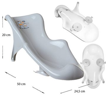 Maltex Babybadewanne 6 Teile SET + Ständer Weiss - Zebra Grau -- Badeset Baby Wanne 84 cm, (Premium.set 6 tlg + Ständer), = WANNE + SITZ + TÖPFCHEN + WC AUFSATZ + EIMER + HOCKER + STÄNDER