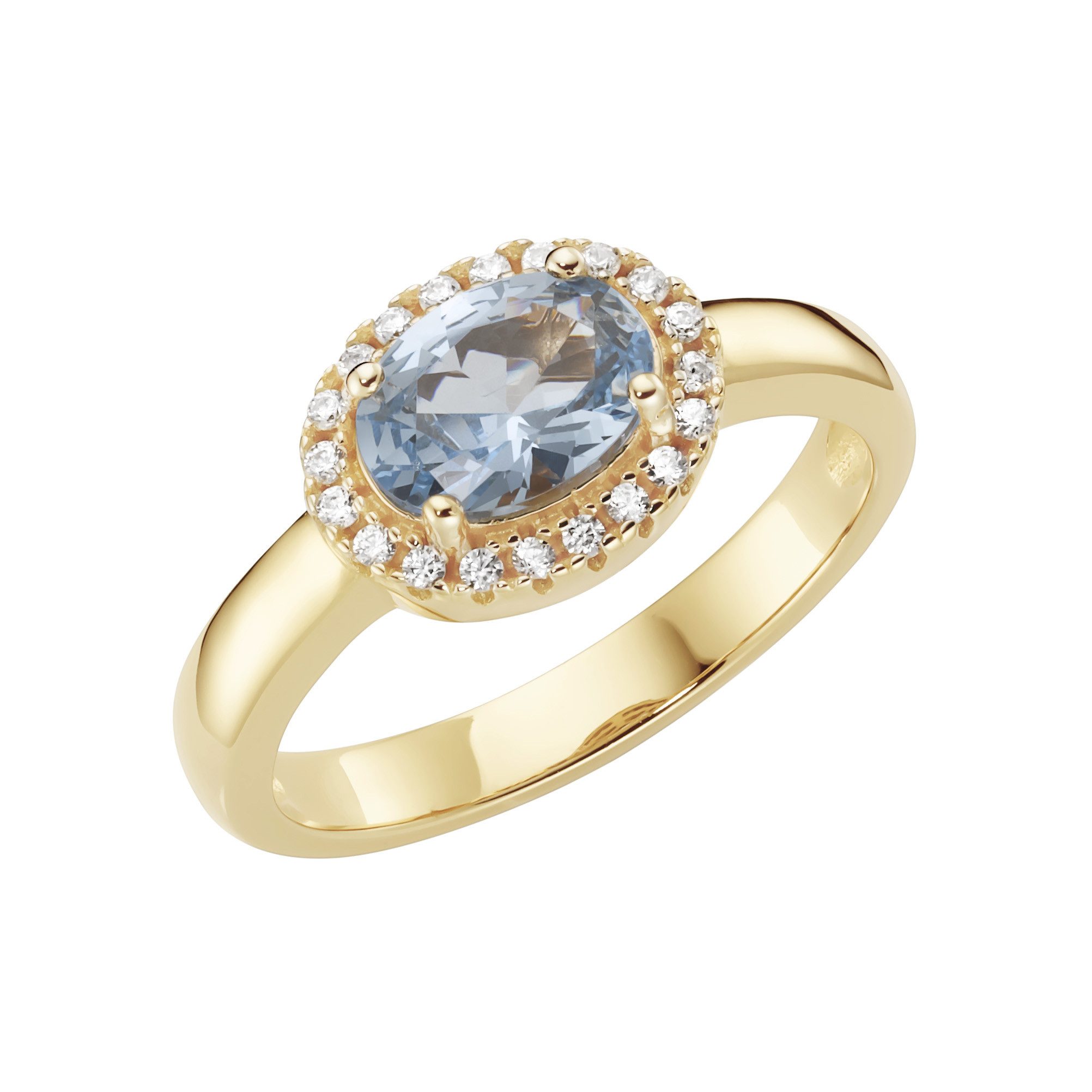 Smart Jewel Fingerring mit weißen und hellblauem Zirkonia, Silber 925