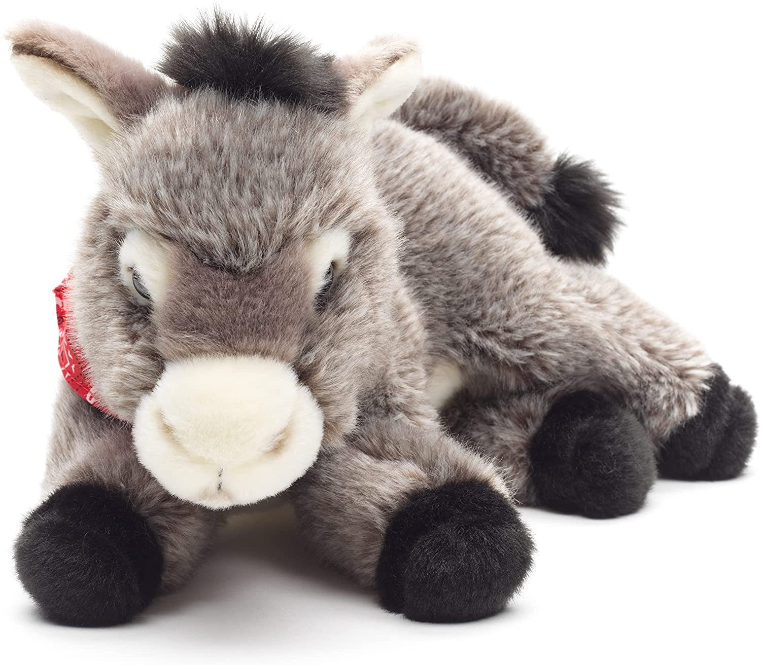 Uni-Toys Kuscheltier Esel mit Halstuch, zu 28 liegend Plüsch-Pferd, % Füllmaterial cm recyceltes - - Plüschtier, (Länge) 100