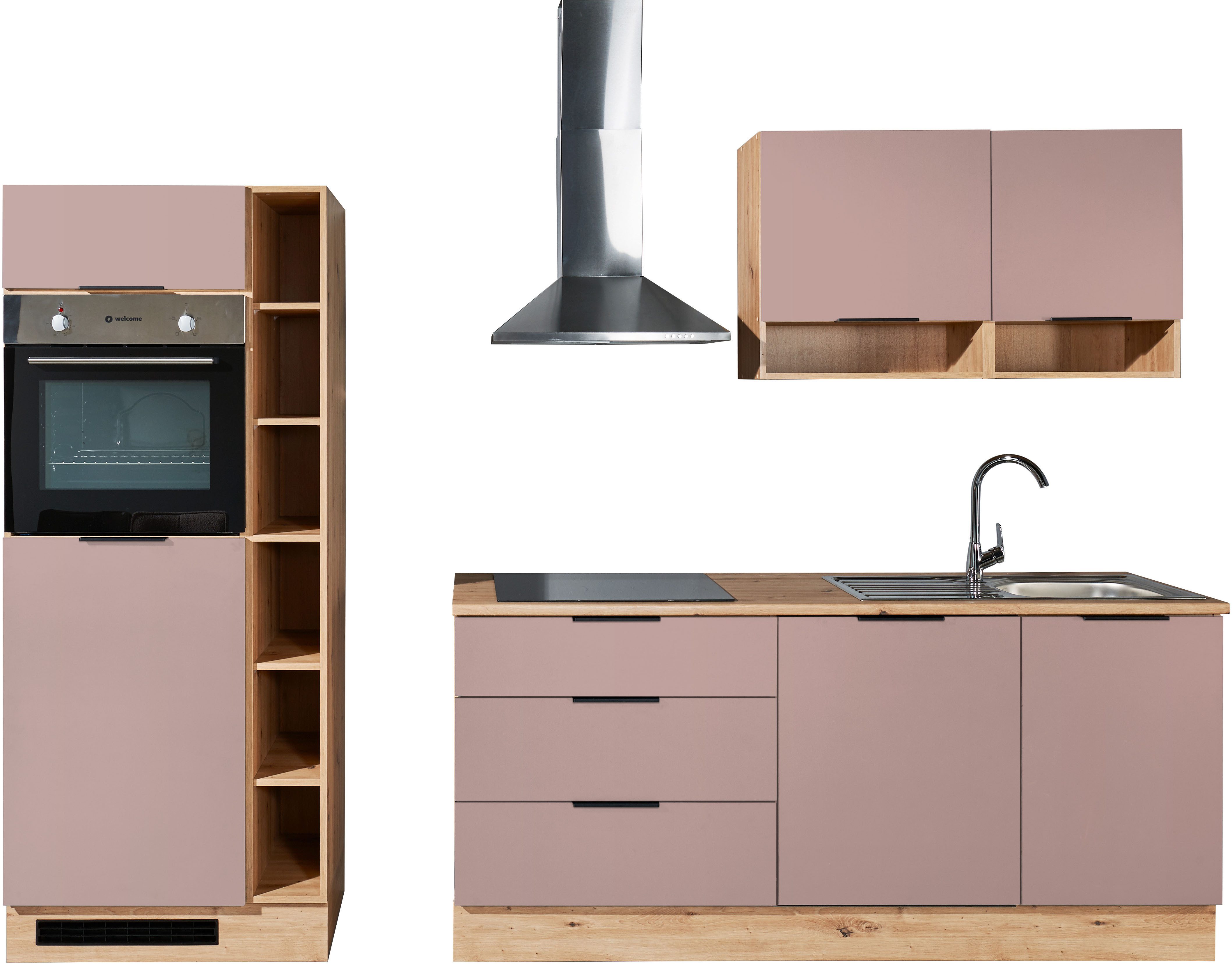 BASIC by Balculina Küchenzeile Oskar B/H/T 270x211x60 cm, Breite 270cm, wahlweise mit E-Geräte, L/R montierbar