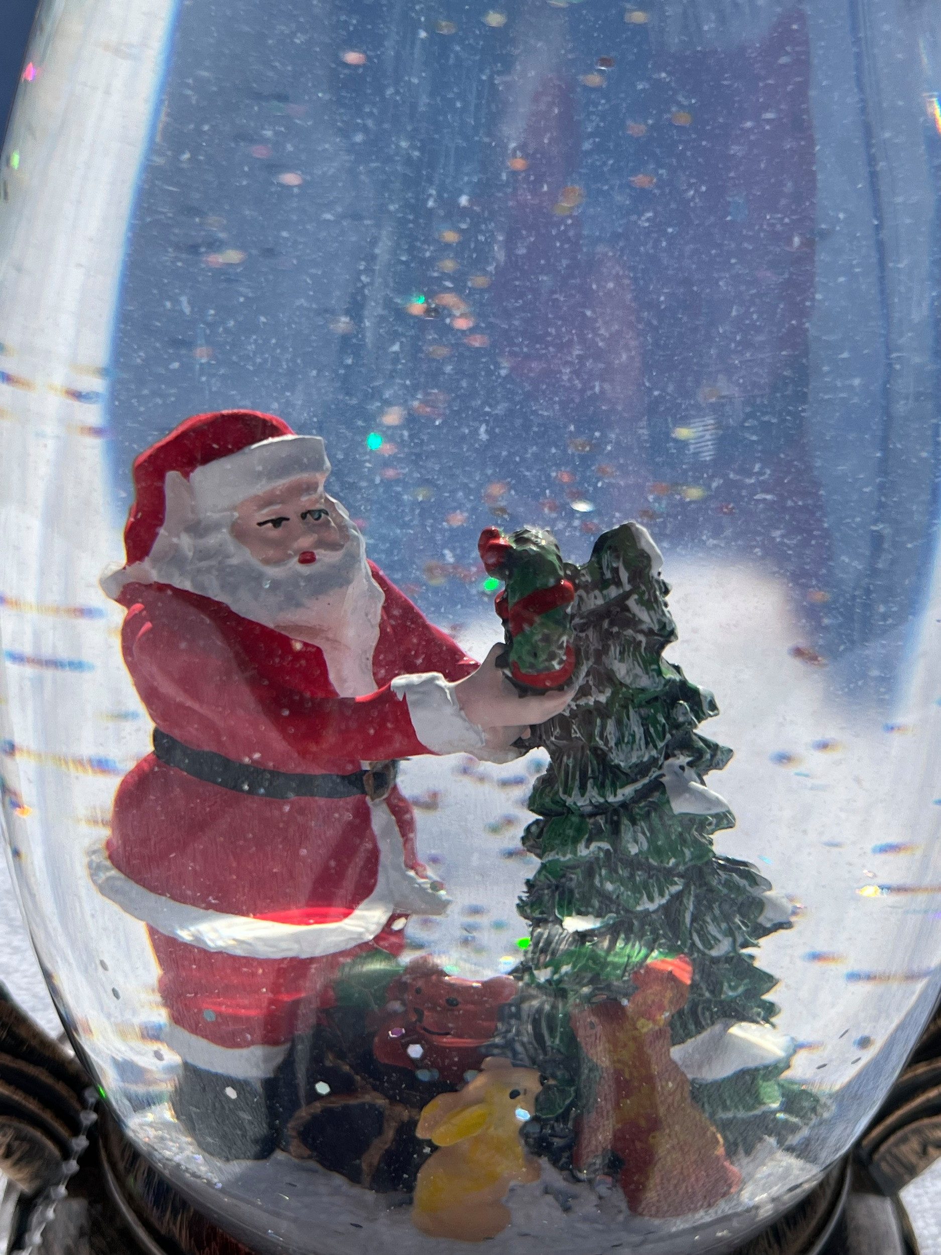 foolonli LED Laterne Schneekugel elektr Laterne 27cm LED Musik Timer Weihnachtsmann Tanne