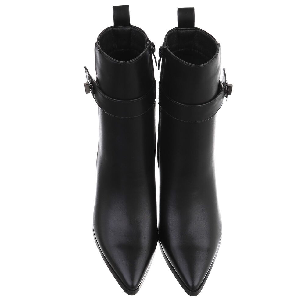 Ital-Design Damen Stiefelette mit Blockabsatz und Schnalle High-Heel-Stiefelette (92269102) Blockabsatz Stiefeletten in Schwarz – Bild 4 von 5