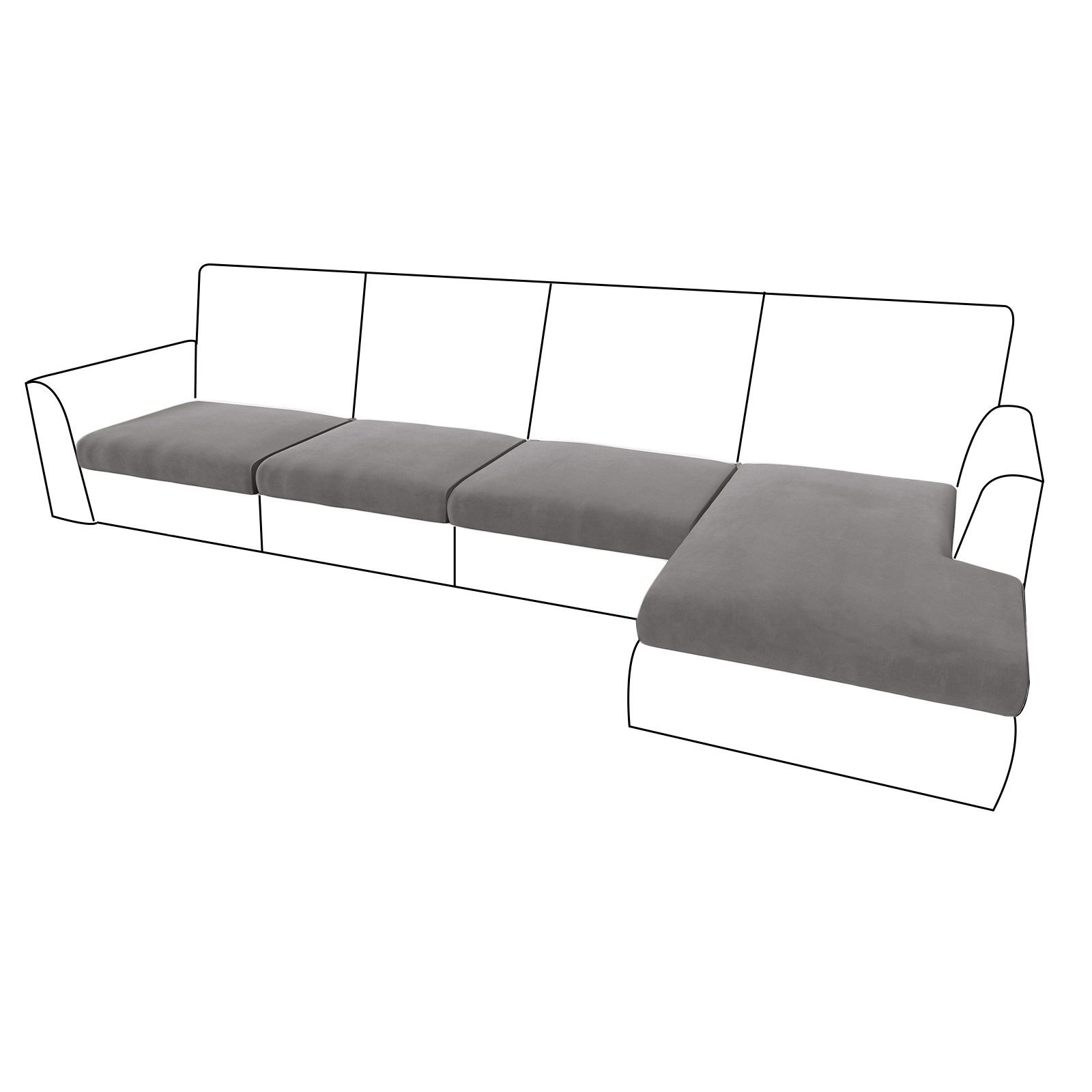 Sitzbezug,Samt Sofahusse Rosnek, Loung Sofahusse Sofa Stretch,Schonbezug, Sitzkissenbezug, Elastic Grau Chaise Stretch