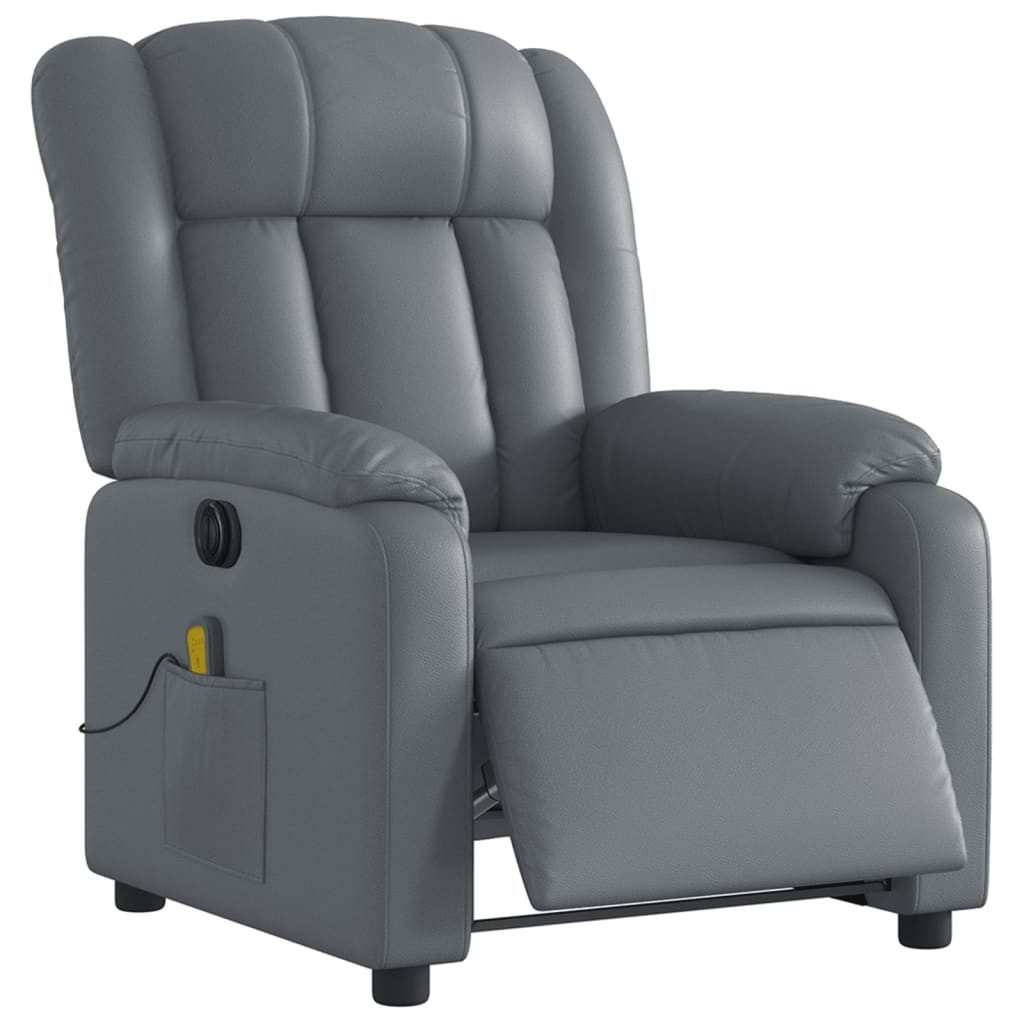 vidaXL Sessel Massagesessel Elektrisch Grau Kunstleder günstig online kaufen
