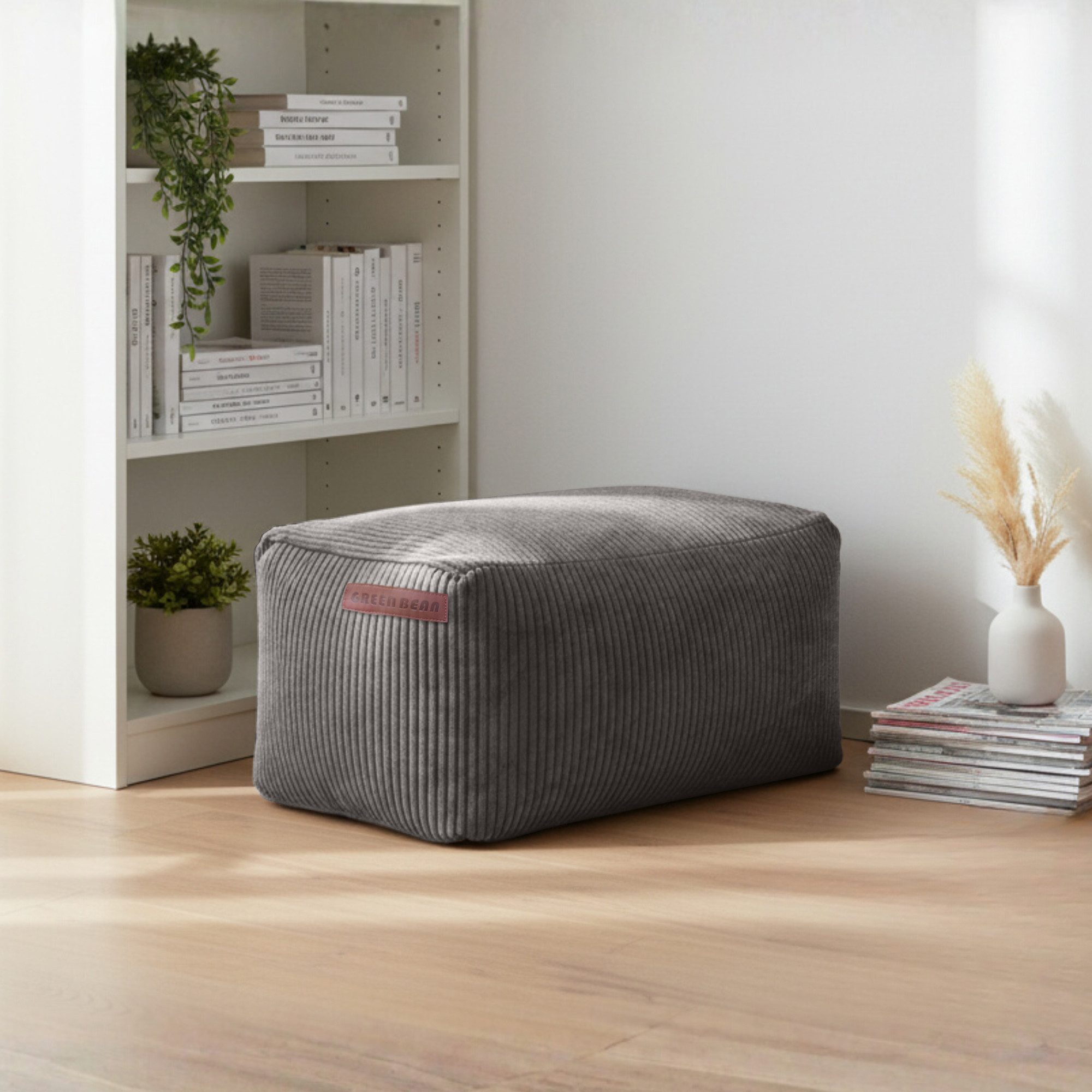 Green Bean Pouf Ottomane Cord (Indoor Sitzhocker Sitzkissen Fußhocker Relax-Sessel, Made in Germany), die ideale Ergänzung zum Sitzsack – Bild 3 von 5