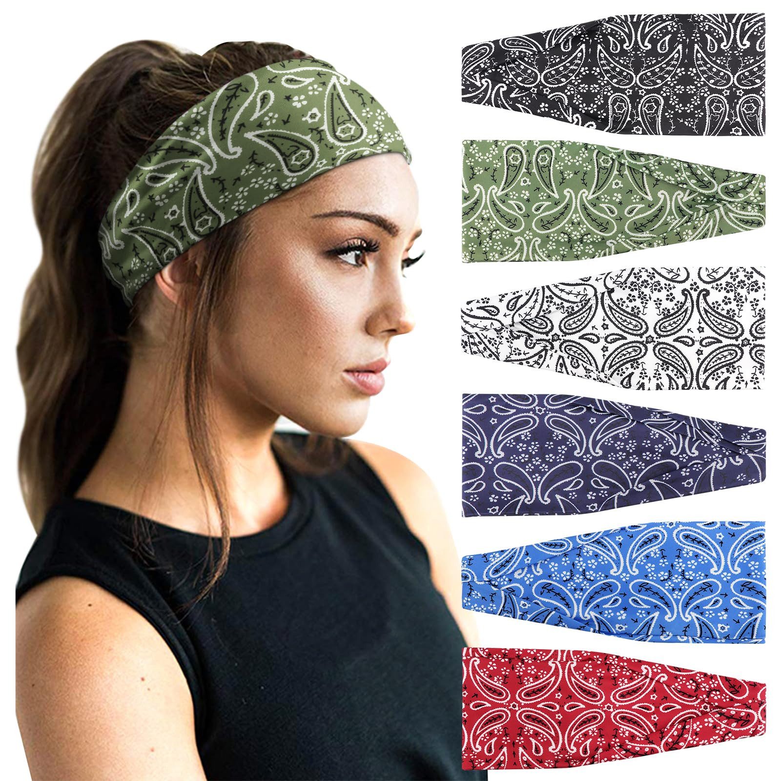 Zaewry Haarband 6 Stück Damen Stirnband Kopfband Haarband Turban Elastische Stirnband, Haarschmuck für Mädchen Alltag Yoga Sport Fitness