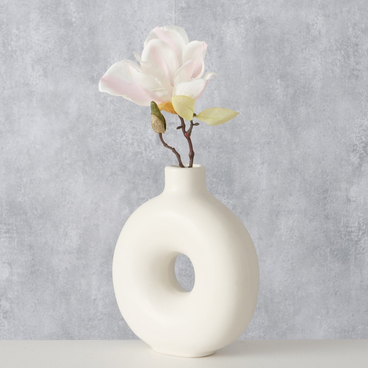 BOLTZE Tischvase Vase Lanyo weiß, Donut-look