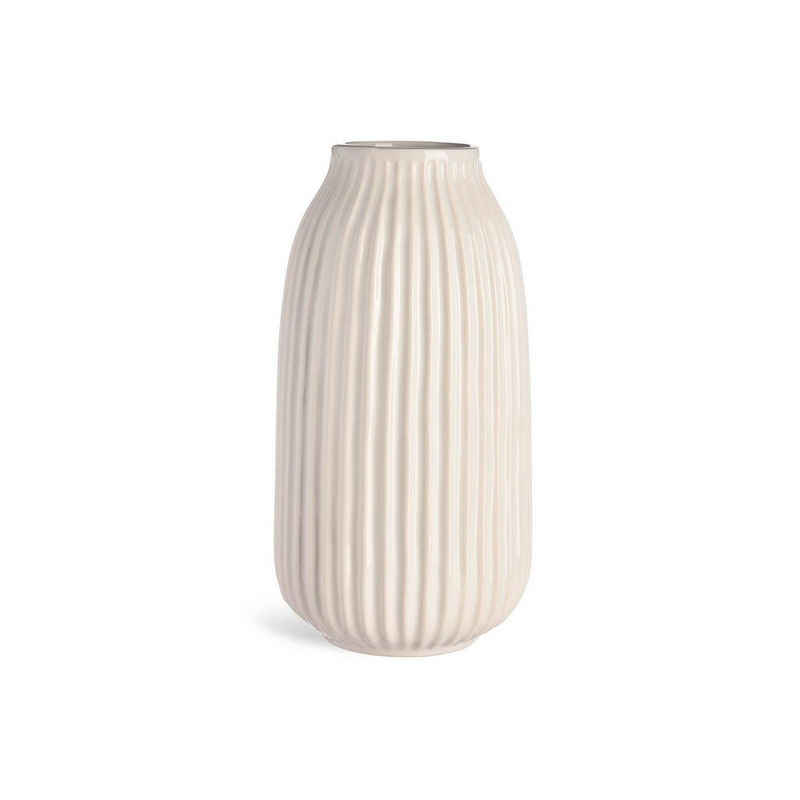Depot Dekovase »Vase Rillen« (Packung, 1 Stück Vase), aus Dolomit, Ø 14 Zentimeter, H 26 Zentimeter