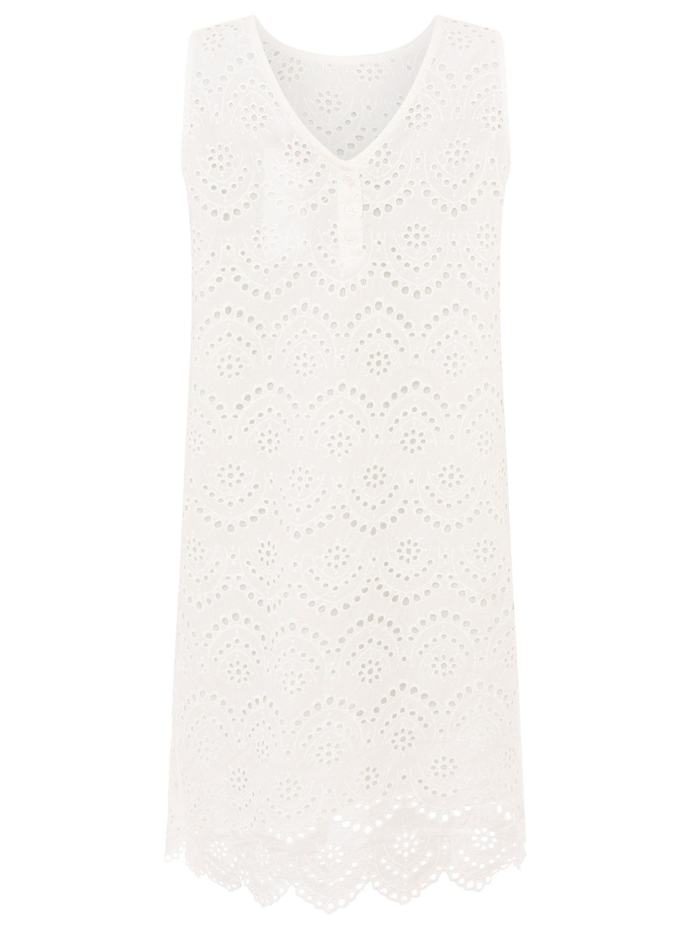 Zwillingsherz Minikleid "Lochstickerei" ärmellos, kurz geschnitten, mit Lochspitze, Rundhals