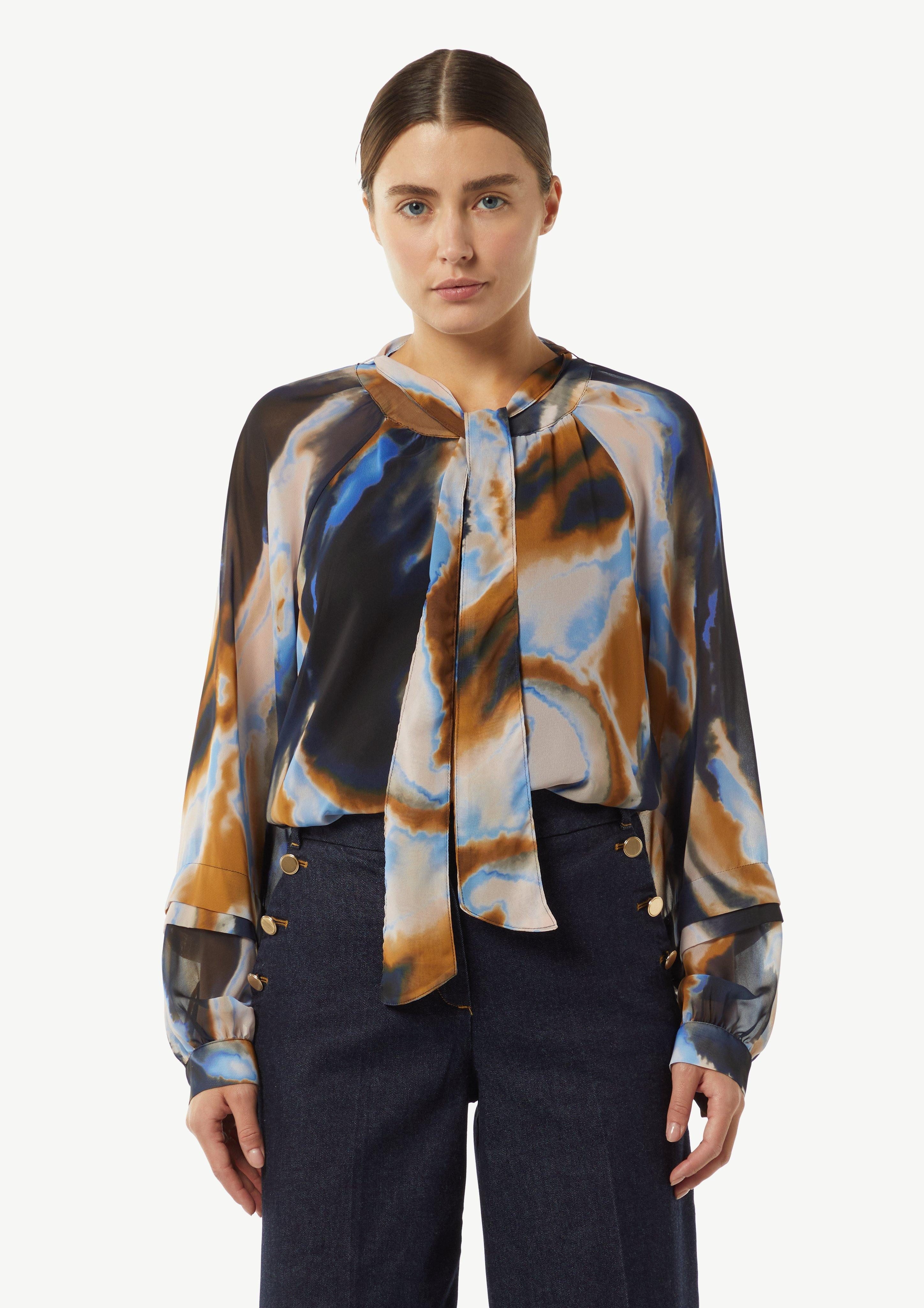 Langarmbluse Gemusterte Schluppenbluse aus Chiffon