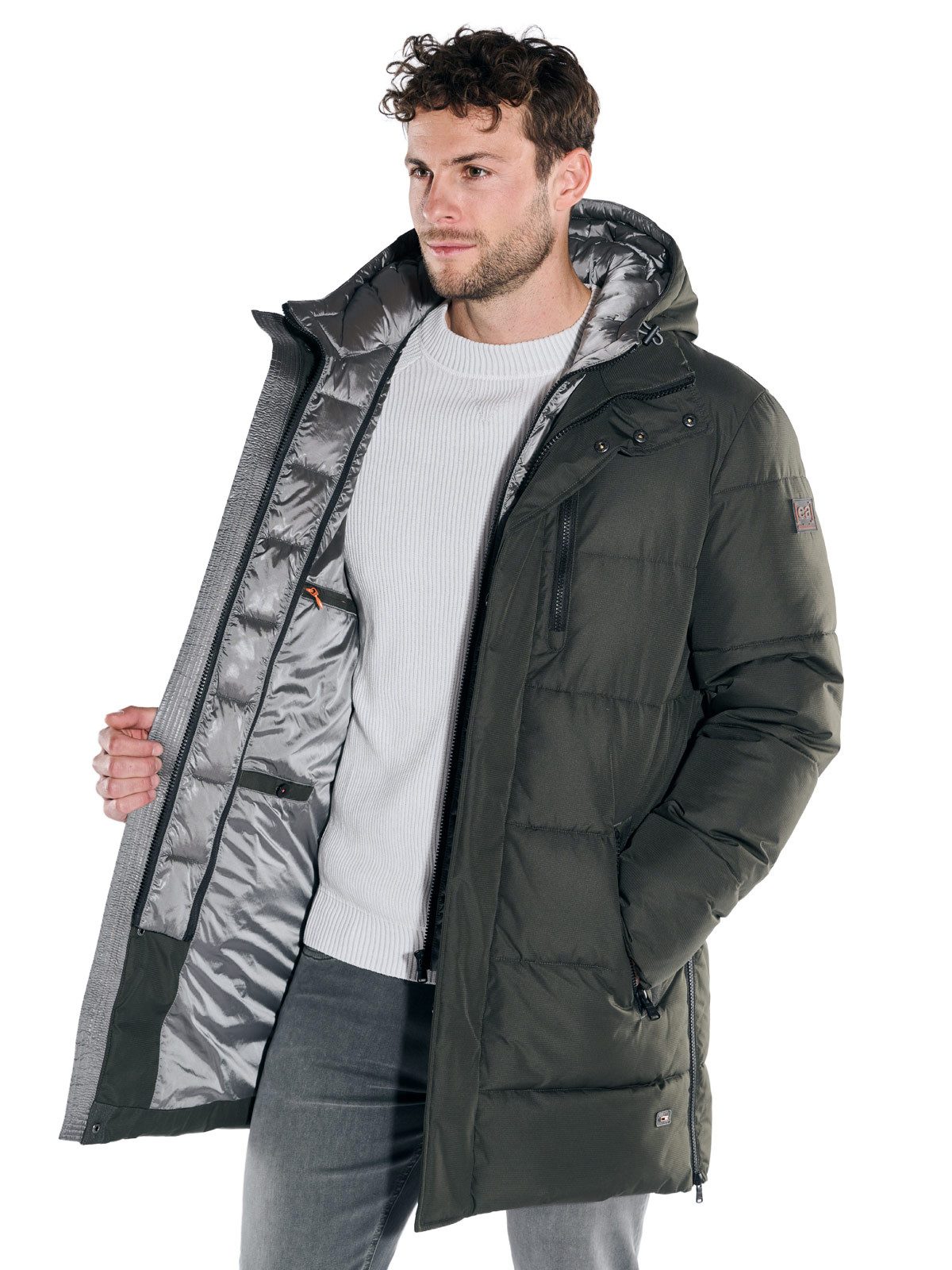 emilio adani Kurzmantel emilio adani Herren Mantel mit abnehmbarer Kapuze, Oliv