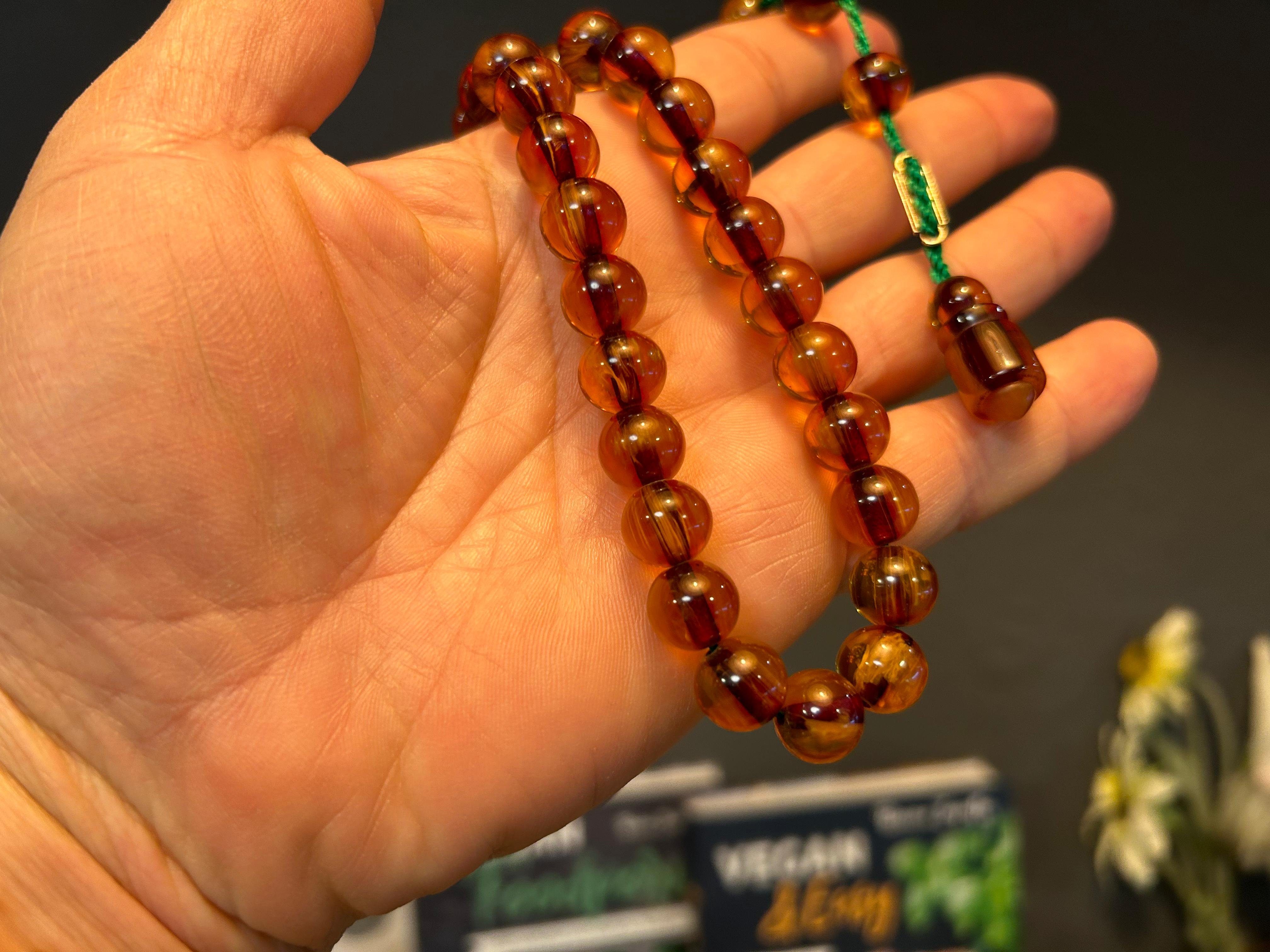 TesbihBid Kettenanhänger Sistemli Tesbih (Gebetskette islamisches Geschenk kuka Tesbih, Misbaha islam, Tasbih Namaz Tasbeeh Amber Sandalous, 33-tlg, Special)