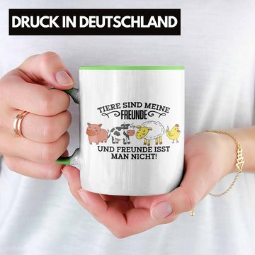 Trendation Tasse Lustige Veganer Tasse - "Tiere sind meine Freunde" Geschenk für Tierli