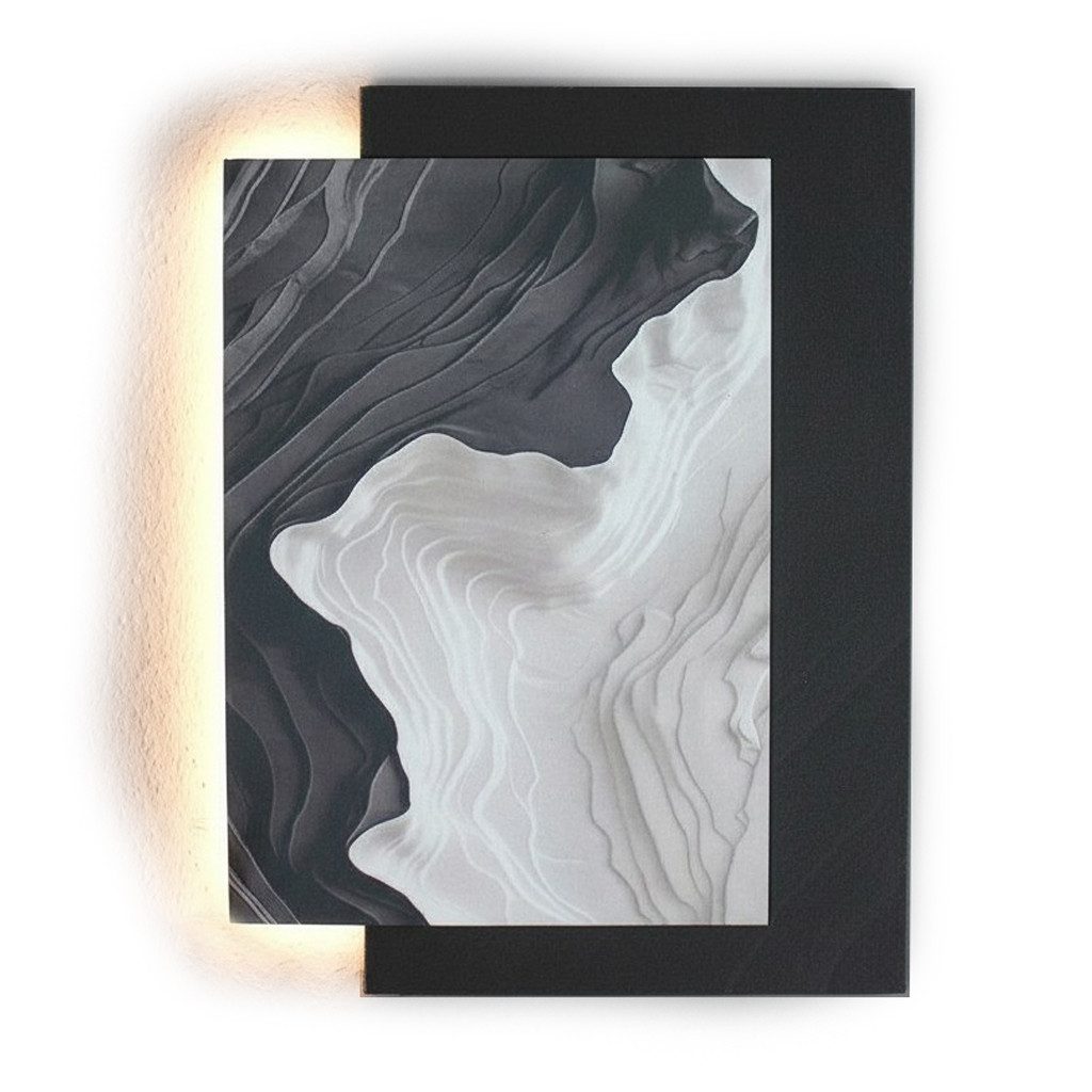 Arnusa Wandbild Wanddekoration beleuchtet LED Bild 60x80 cm Abstrakt, Abstrakt, Wohnzimmerdeko Wandskulptur Dekoleuchte