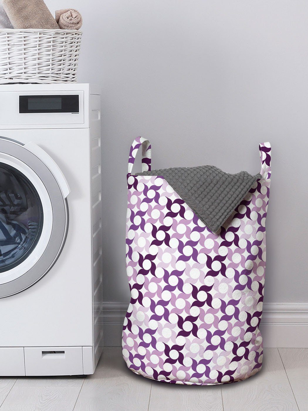 Wäschekorb Wirbelnde Pinwheel mit Waschsalons, Kordelzugverschluss Griffen Abakuhaus für Wäschesäckchen Blumenart