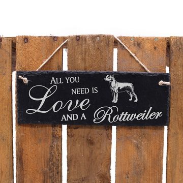 Dekolando Hängedekoration Rottweiler 22x8cm All you need is Love and a Rottweiler
