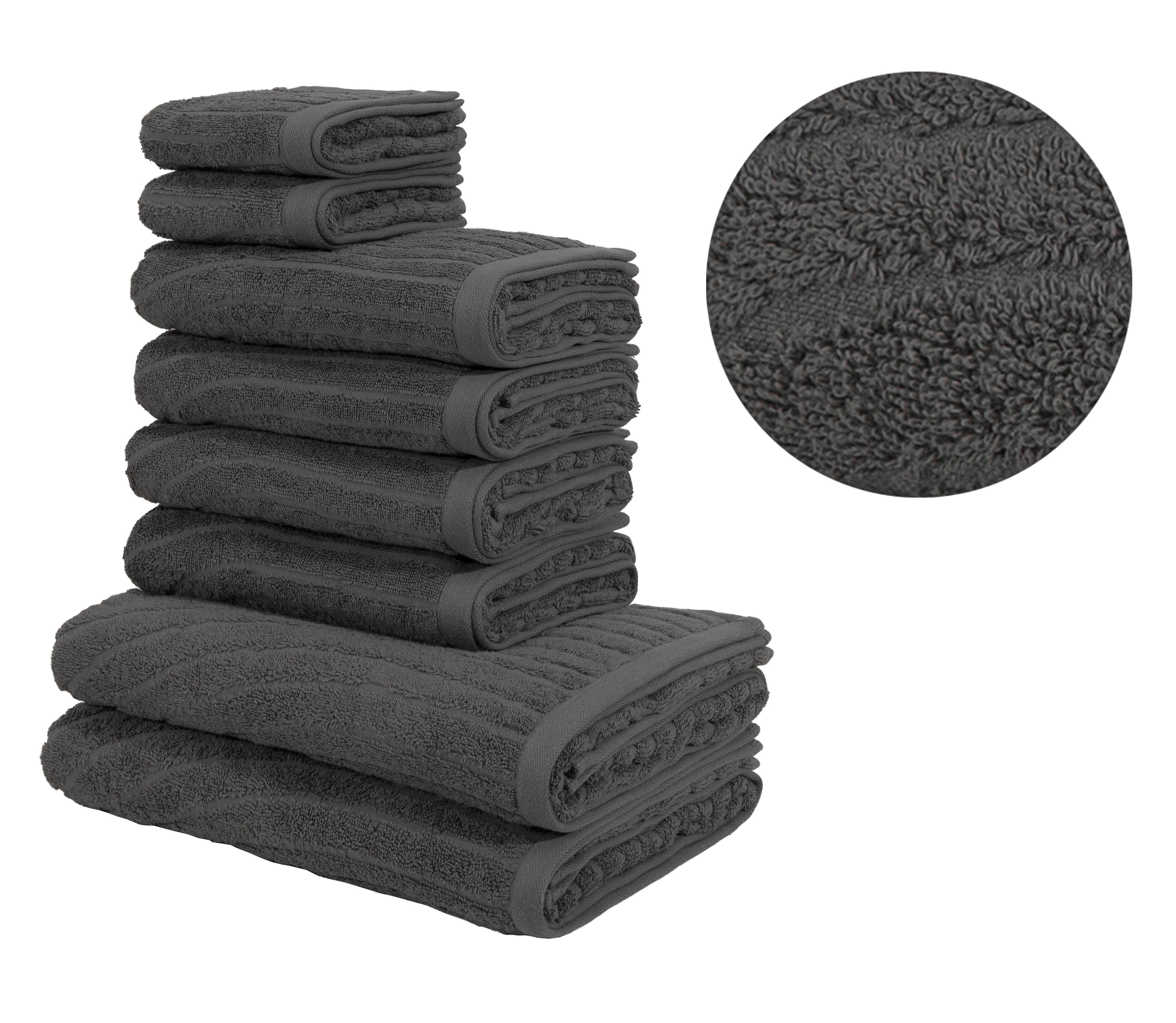 OTTO home Handtuch Set Ognon, Duschtücher, Handtücher, Gästetücher, Zen, Scandi, Boho, Frottier (Set, 8-St), Muster, Hoch-Tief-Struktur, einfarbig, Handtuch-Set, 100% Baumwolle