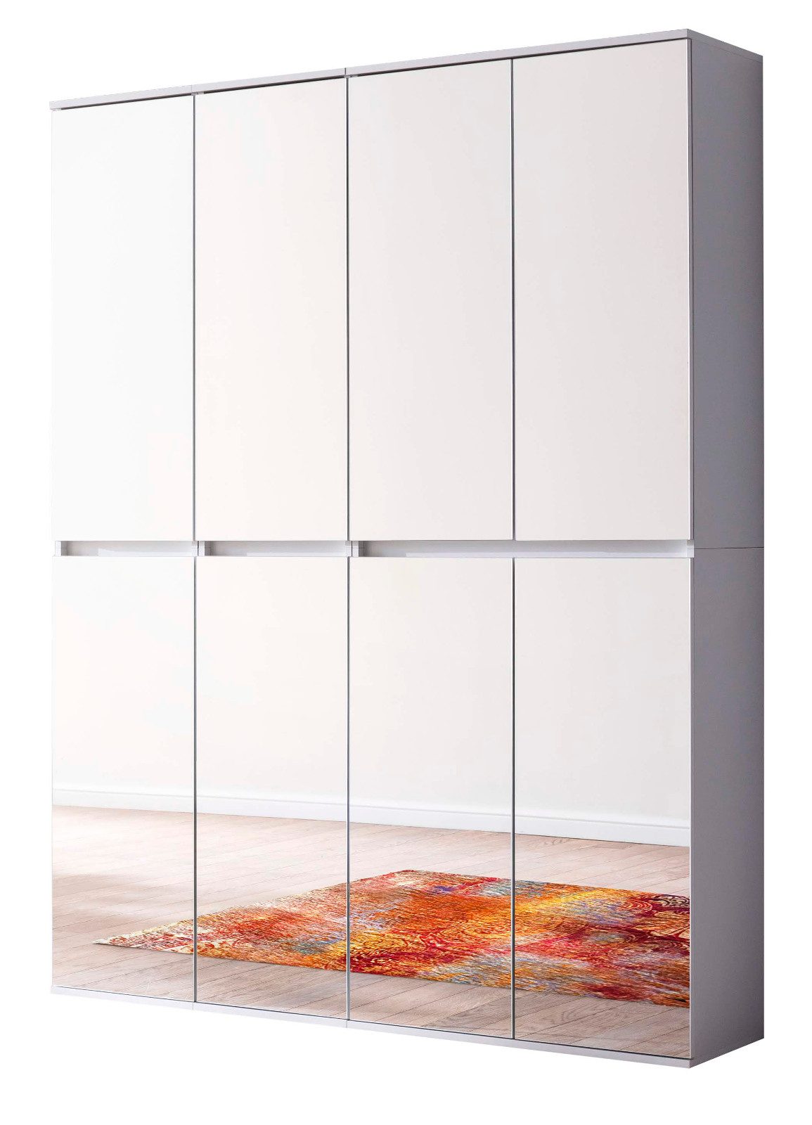 trendteam Garderobenschrank Mirror (Schuhschrank 8-türig, 148 x 191 cm) bis zu 18 Fächer