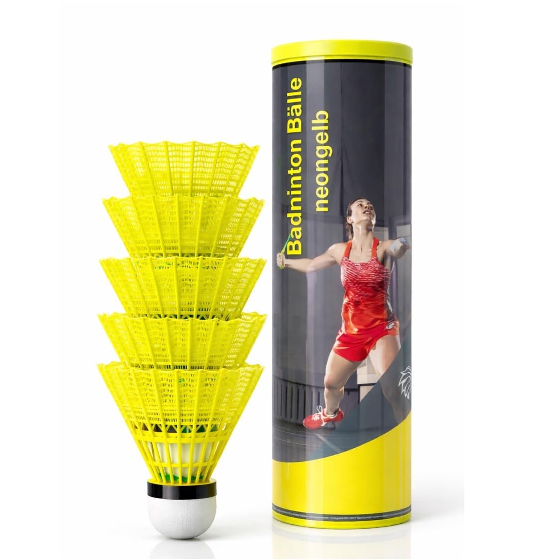 Sportyfits® Federball 6x Federbälle gelb Badmintonbälle für Training & Wettkampf Badminton (6-St., 6x Federbälle)