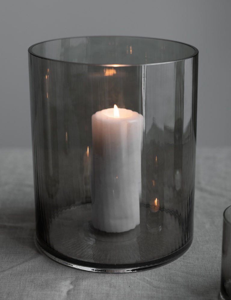 Storefactory Windlicht Windlicht/Vase RAMSJÖ XL Glas grau, Ø 25x30 cm